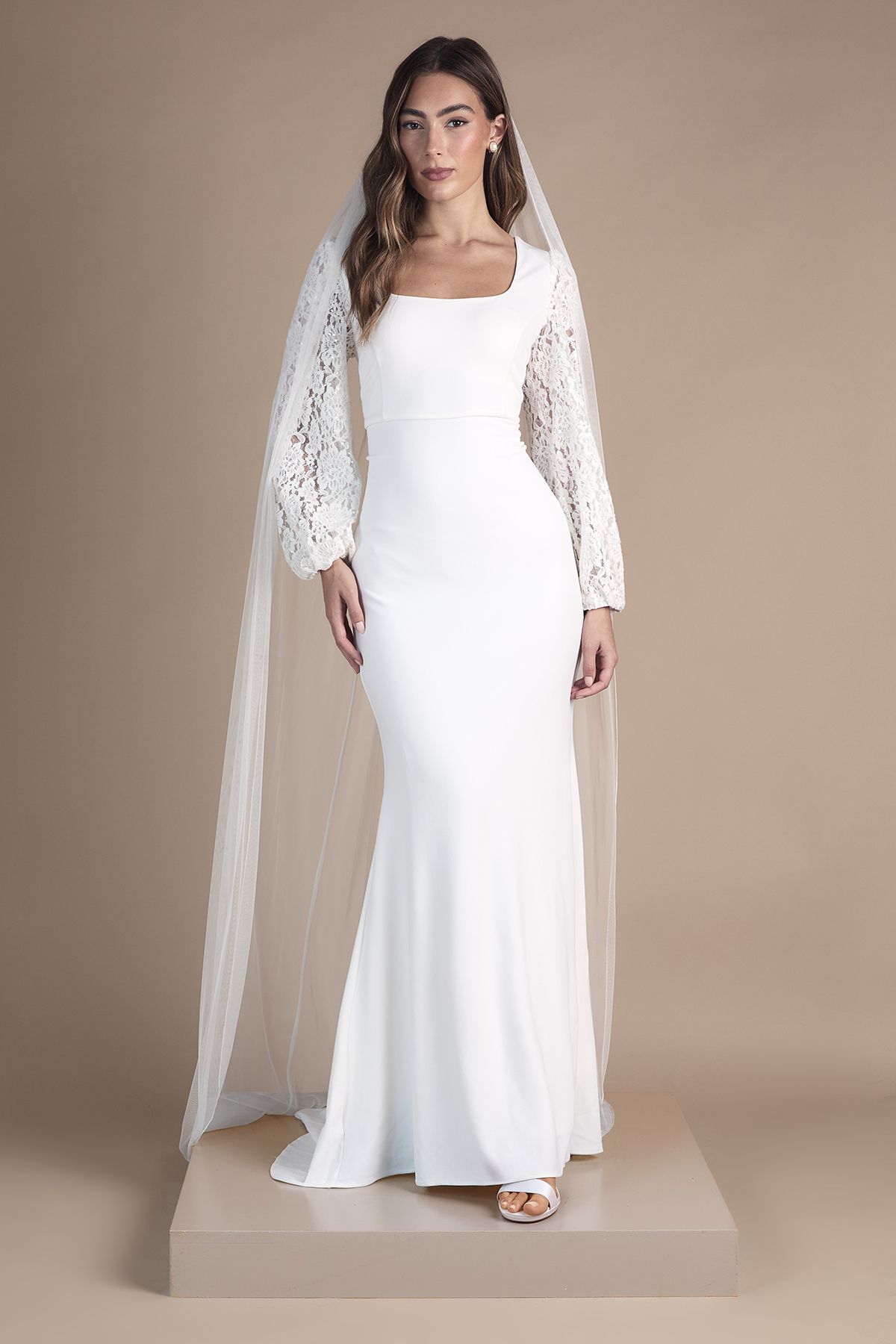 Coast Square Neck Statement Sleeve Maxi Fishtail Wedding Dress Ivory image 1