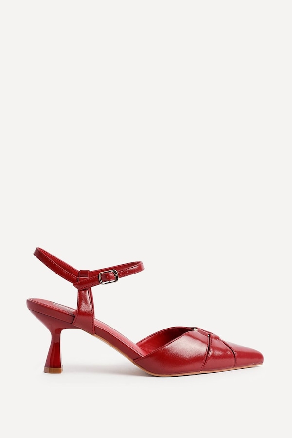 Linzi Pivot Red Faux Leather Stiletto Court Heel