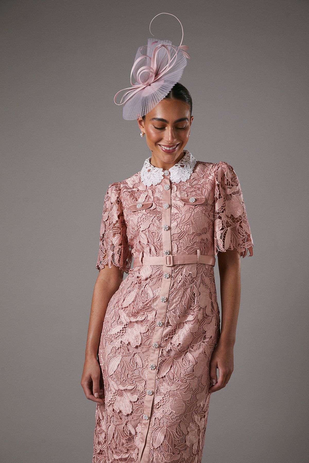 Coast Lace Shirt Dress Contrast Colour Blush image 2