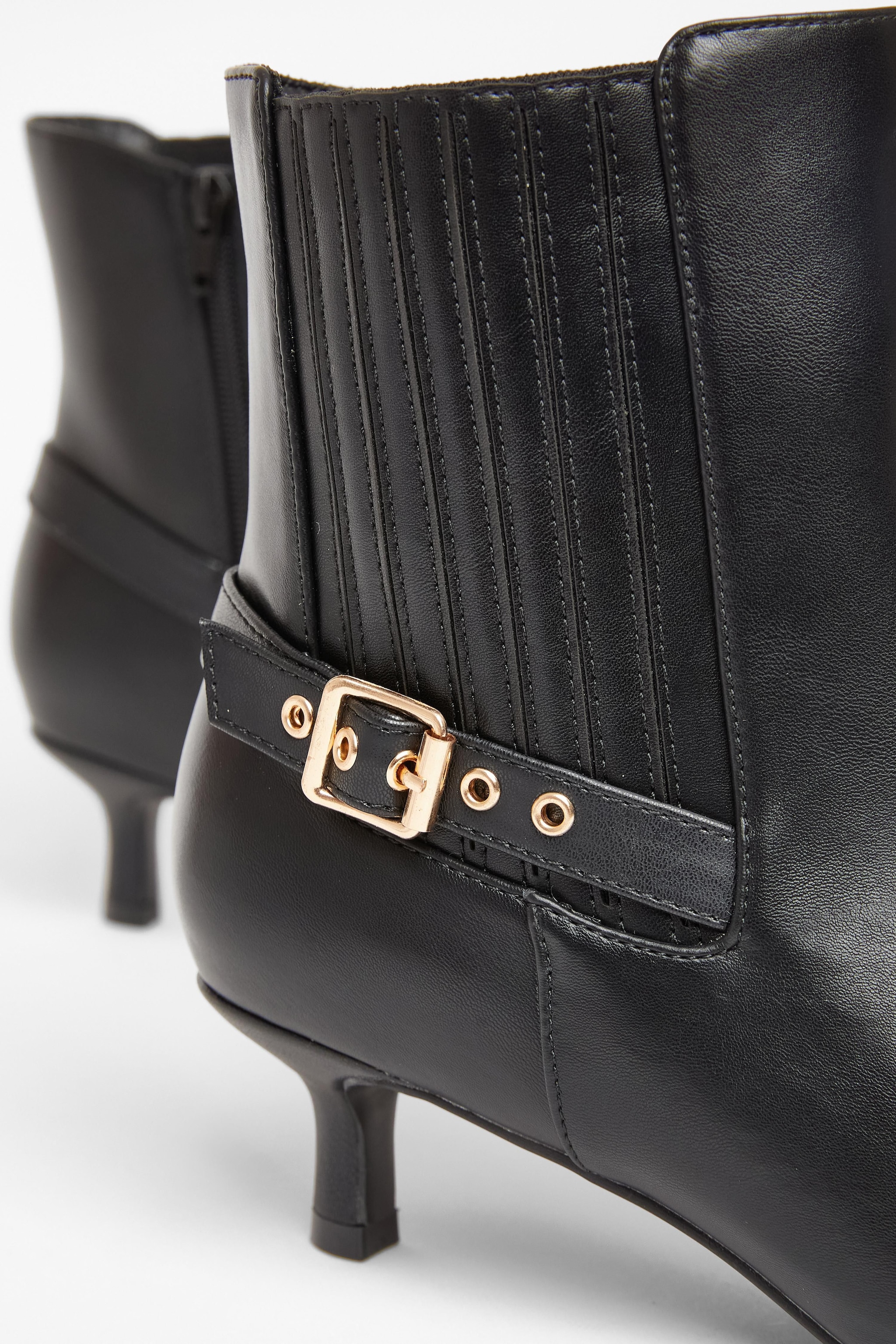 Quiz Black Wide Fit Buckle Ankle Boots image 4