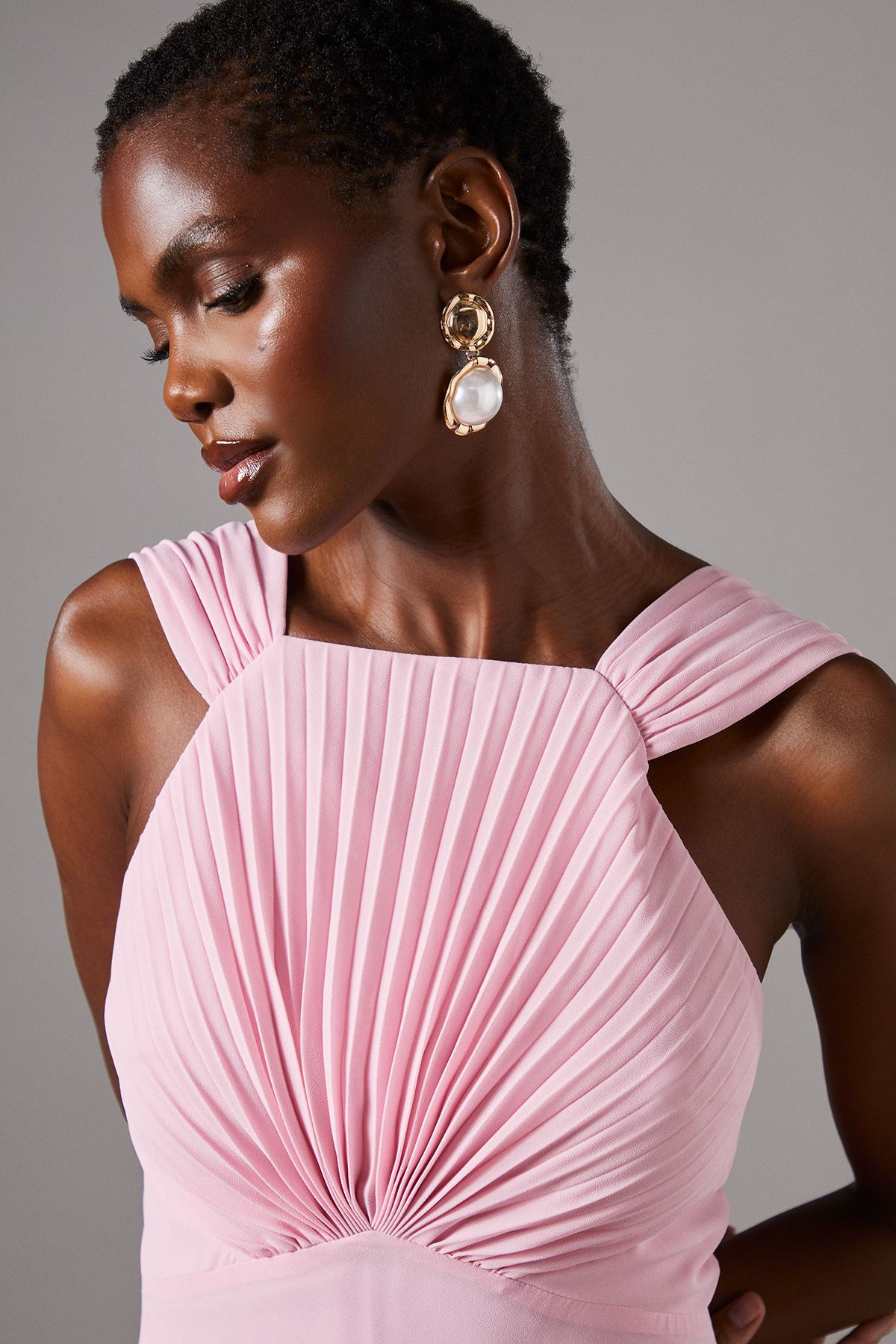 Coast Pleated Bodice Sleeveless Midi Dress Pink image 4