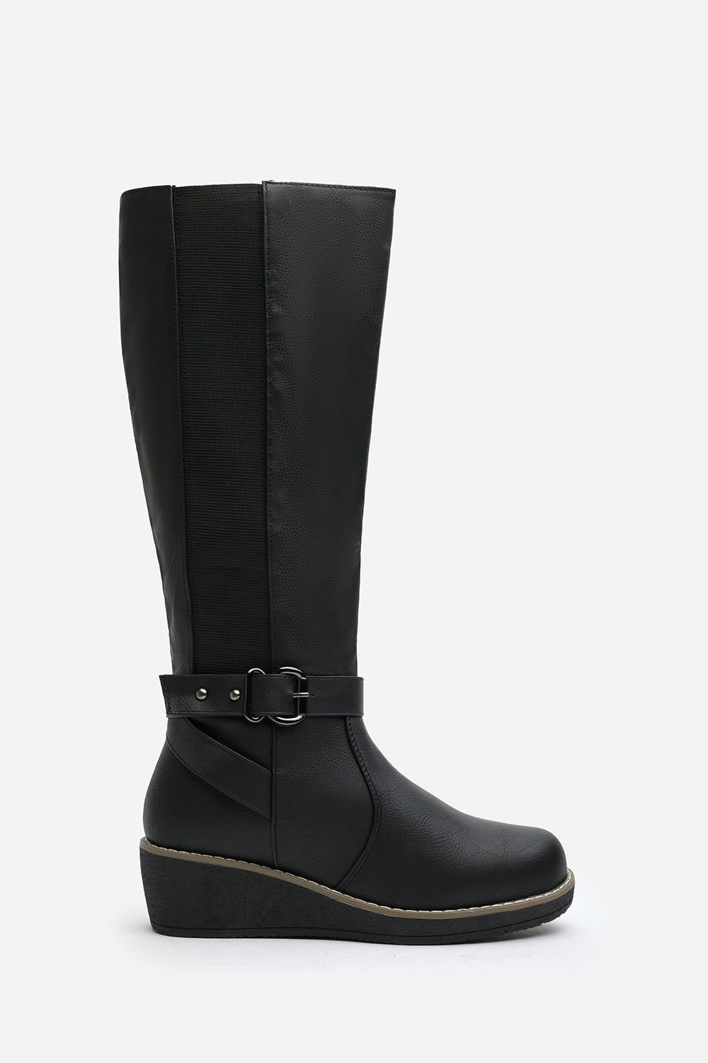 Where's That From 'Regina' Wide Fit Faux Leather Knee High Wedge Boots image 2