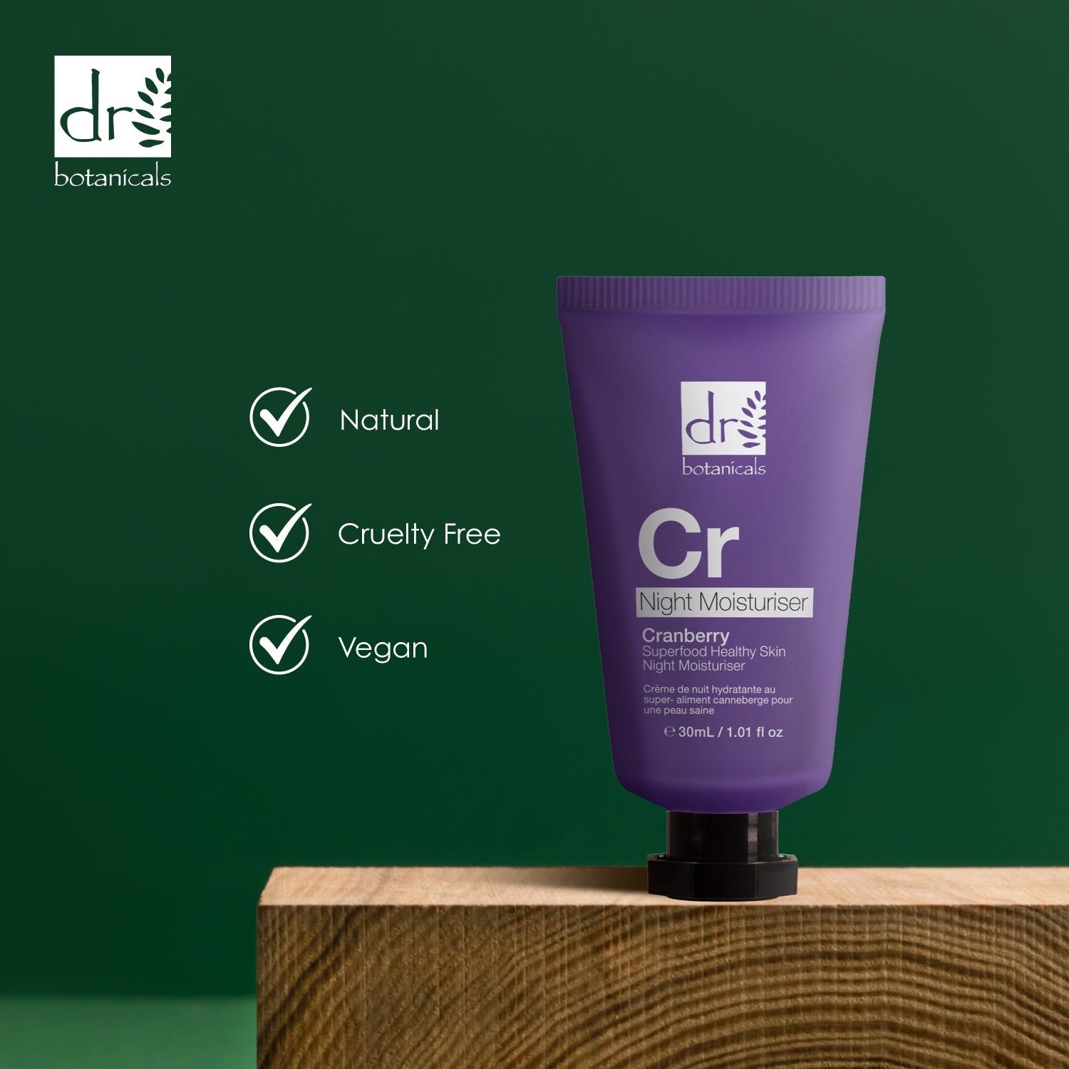 Dr. Botanicals Cranberry Superfood Healthy Skin Night Moisturiser 30ml image 4