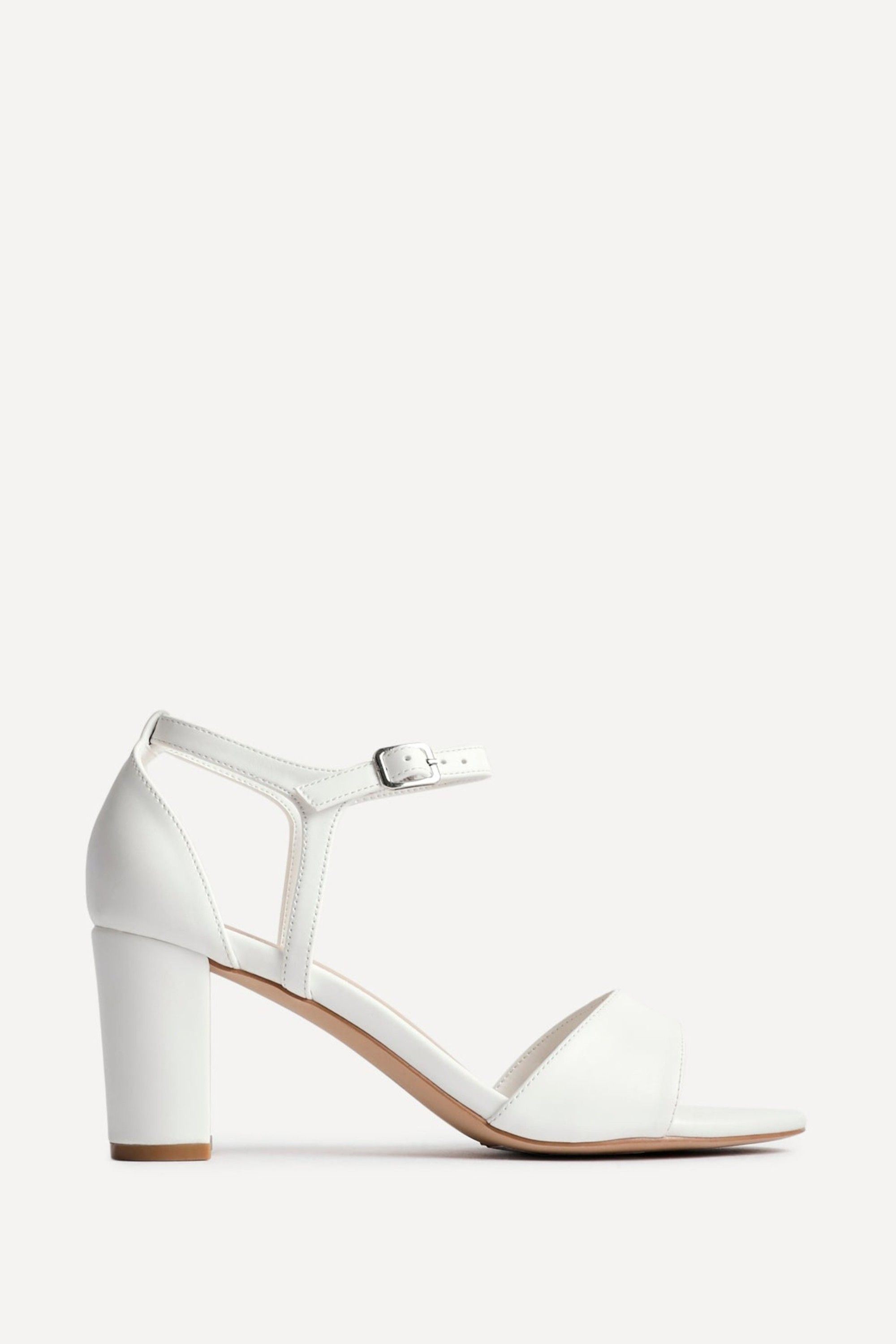 Linzi Abby White Faux Leather Closed Back Block Heel Sandal image 1