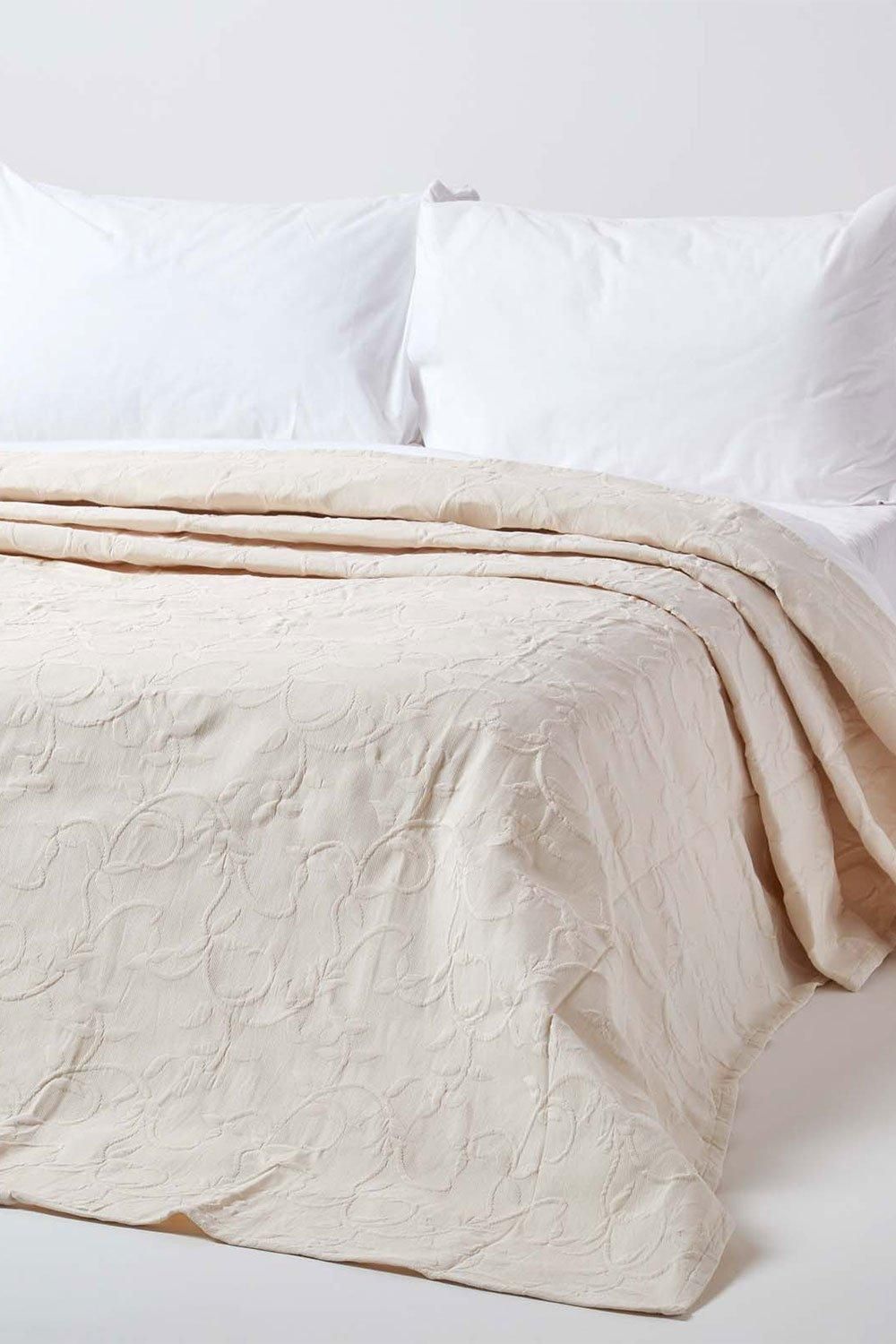 Homescapes Cotton Rich Floral Pattern Bedspread image 1