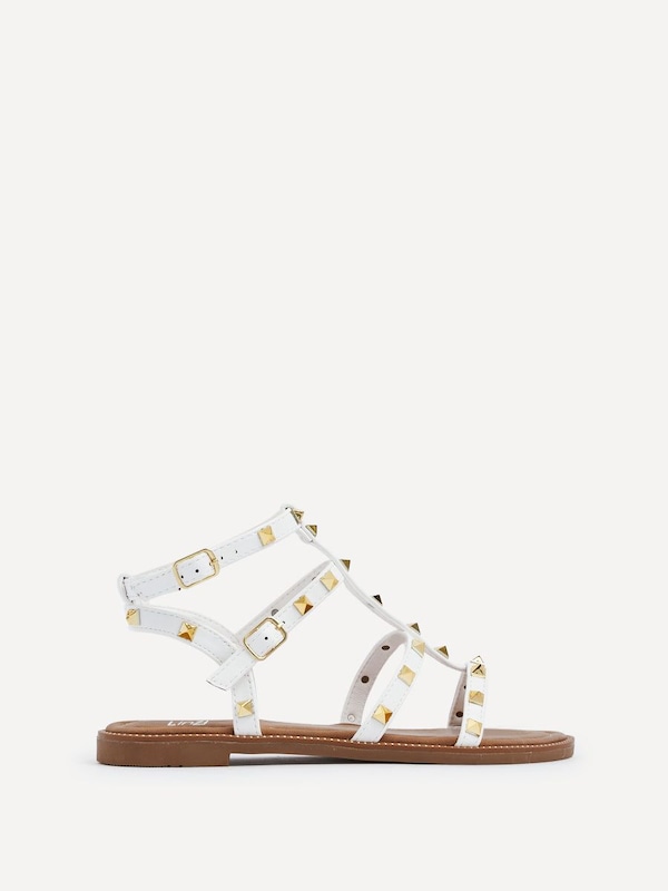 Linzi Billie White Studded Gladiator Sandals