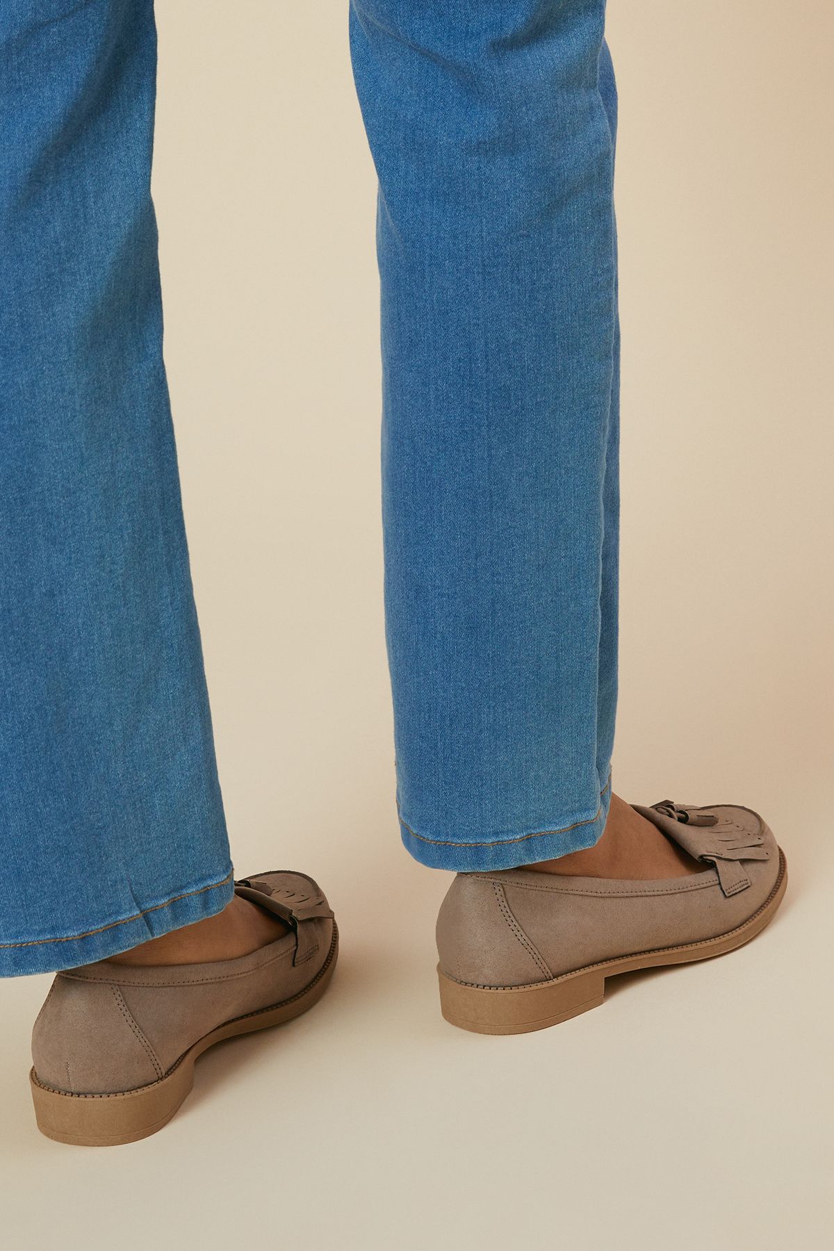 Dorothy Perkins Wide Fit Leigh Fringe Loafers Taupe image 3