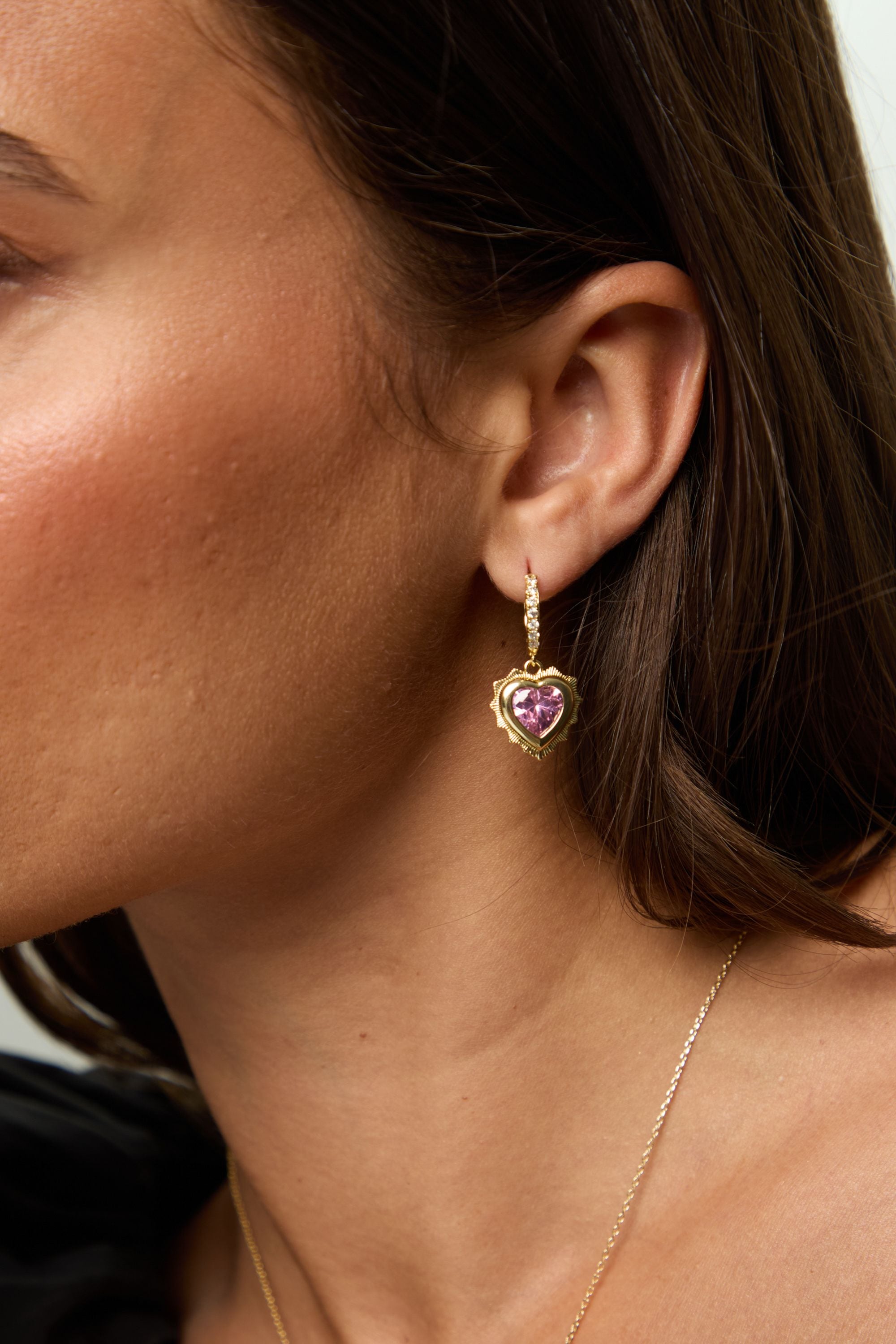 Jon Richard 14 Real Gold Plated Heart Birthstone Huggie Earrings - October image 3