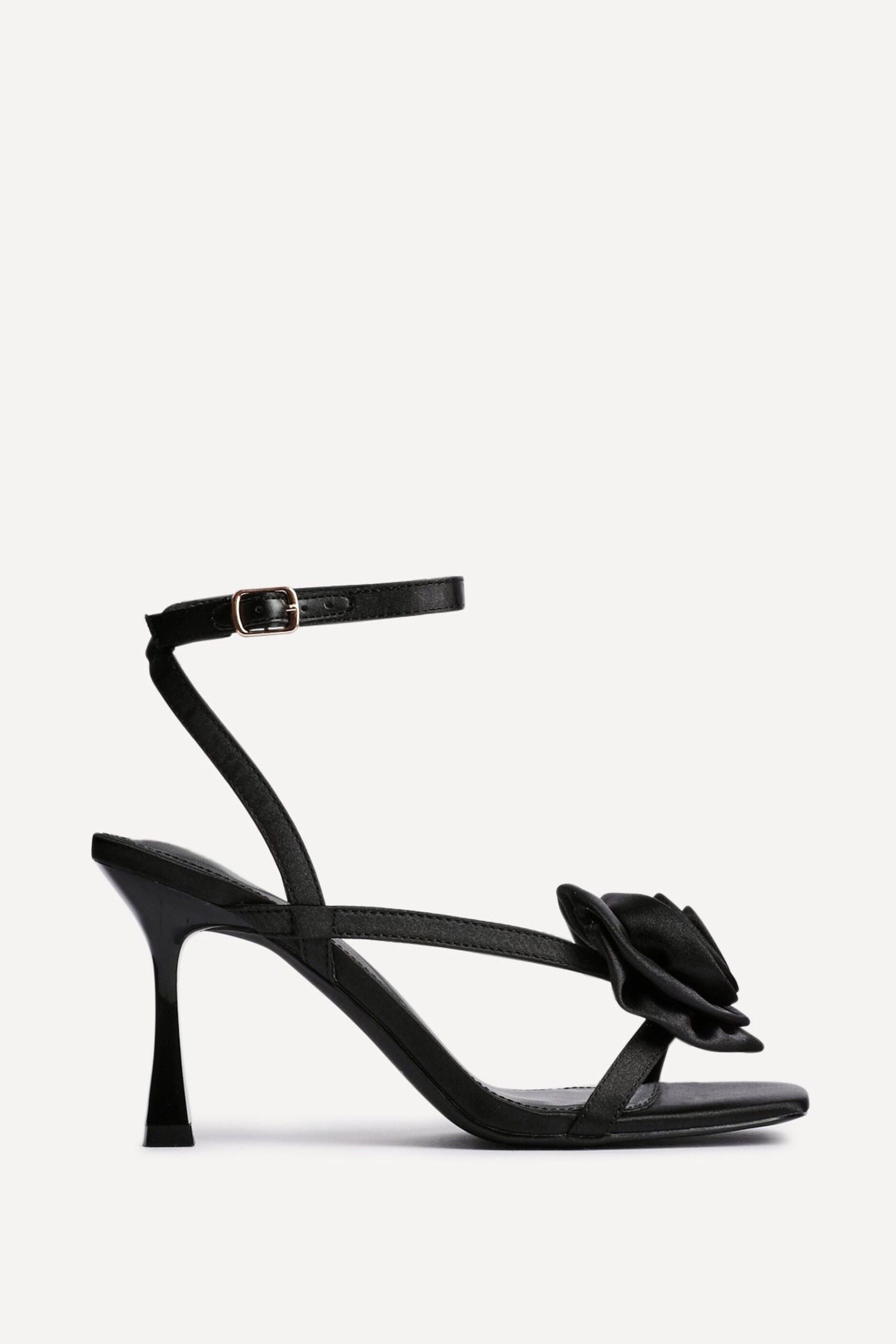 Linzi Valentine Black Satin Stiletto Heeled Sandals image 1