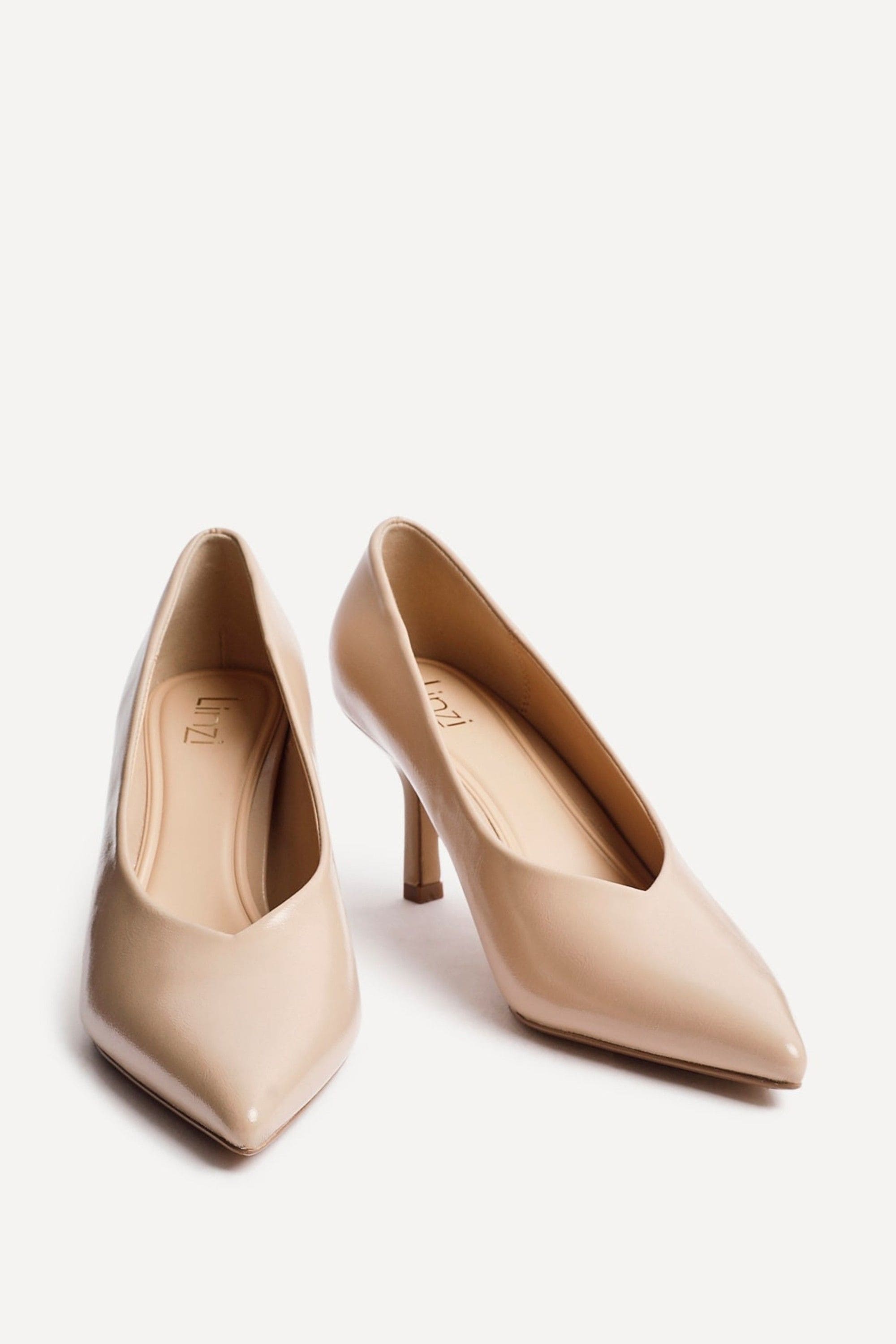 Linzi Bellamy Nude Faux Leather V-Cut Vamp Court Heels image 3