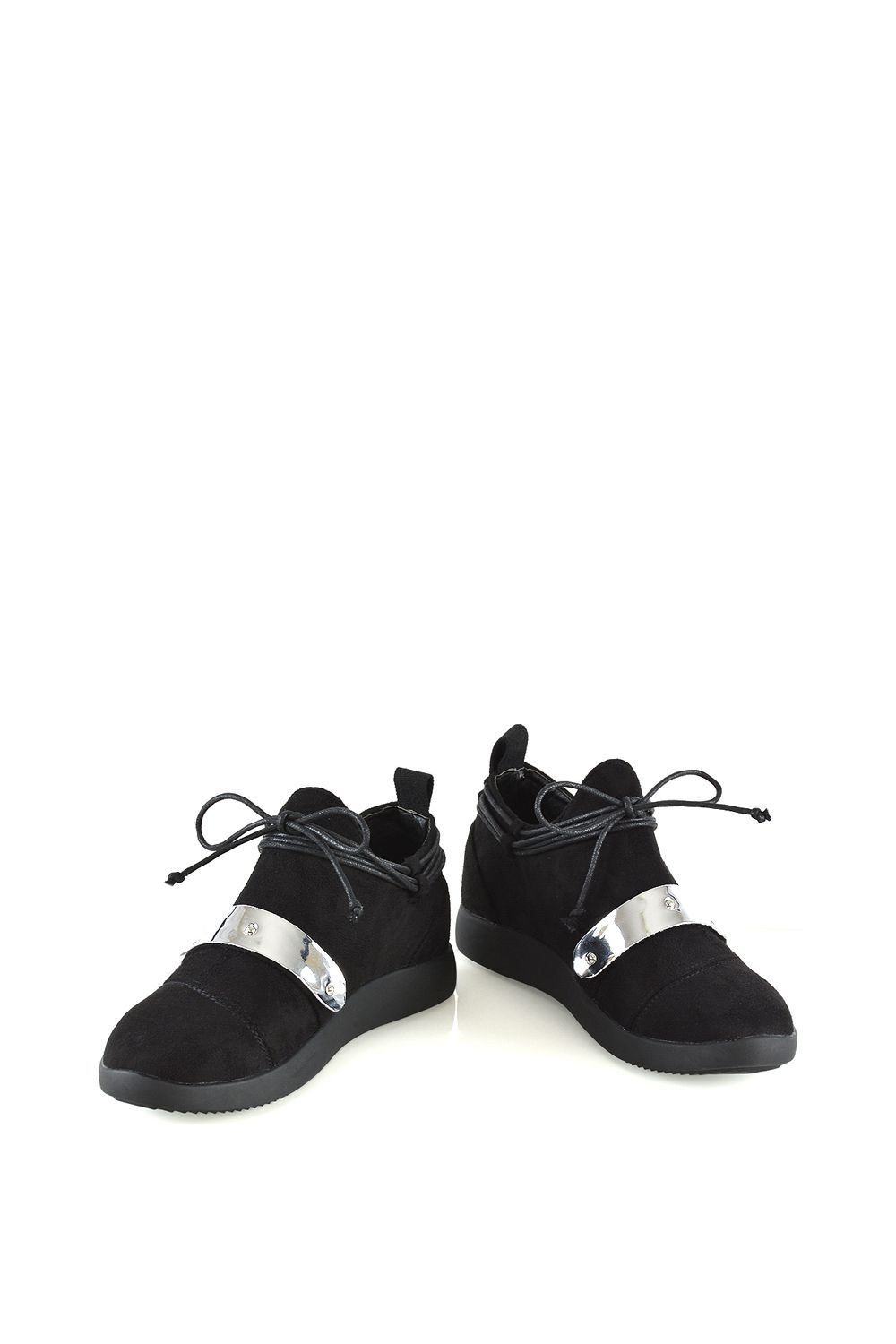 XY London 'Evanescence' Lace Up Flat Rubber Sole Trainers with Metallic Details image 5