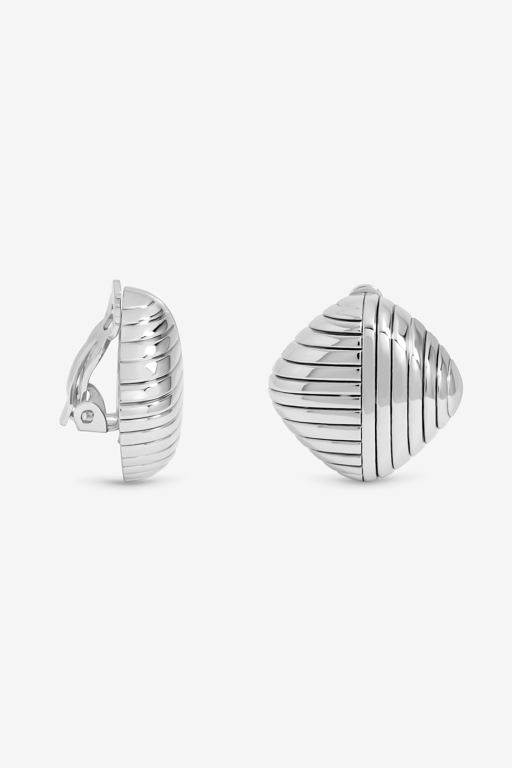 Jon Richard Silver Plated Ridge Square Clip Earrings image 1