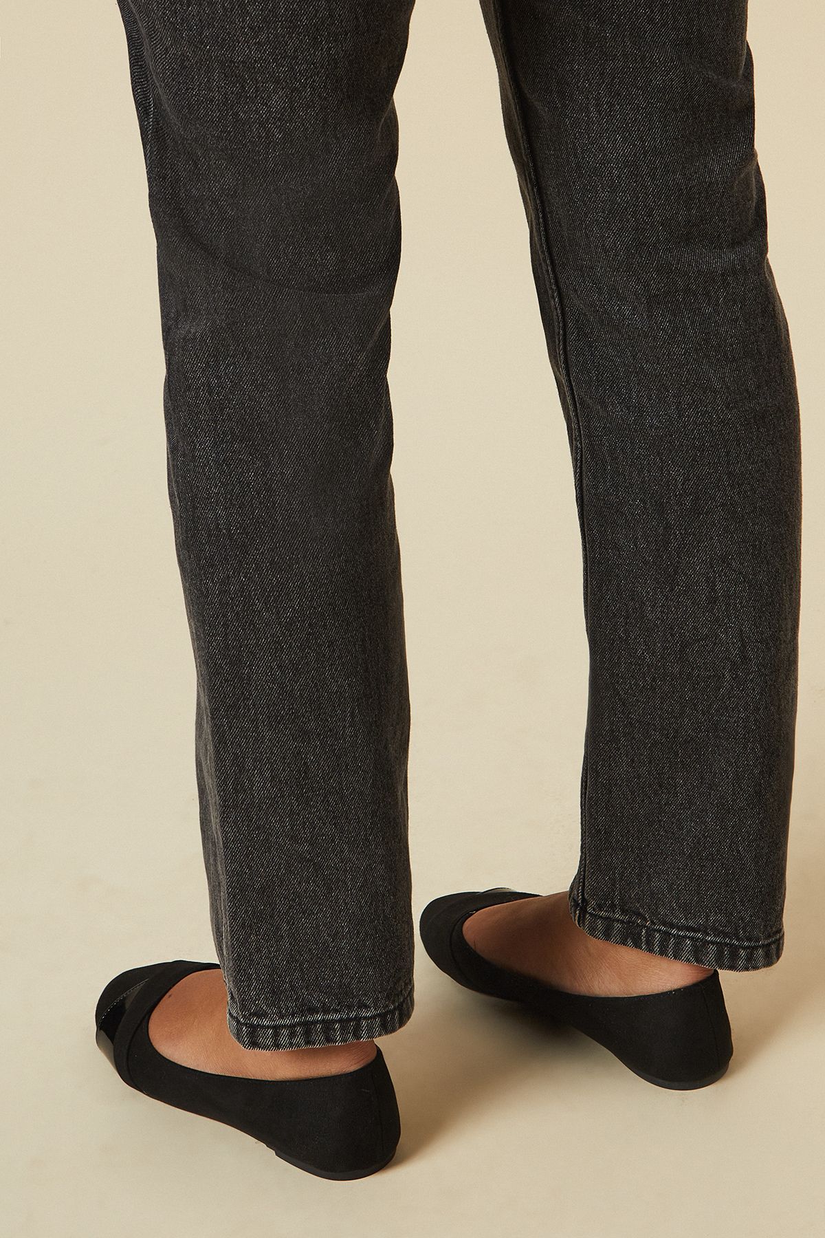 Dorothy Perkins Wide Fit Mable Mixed Material Strap Ballerinas Natural Black image 3