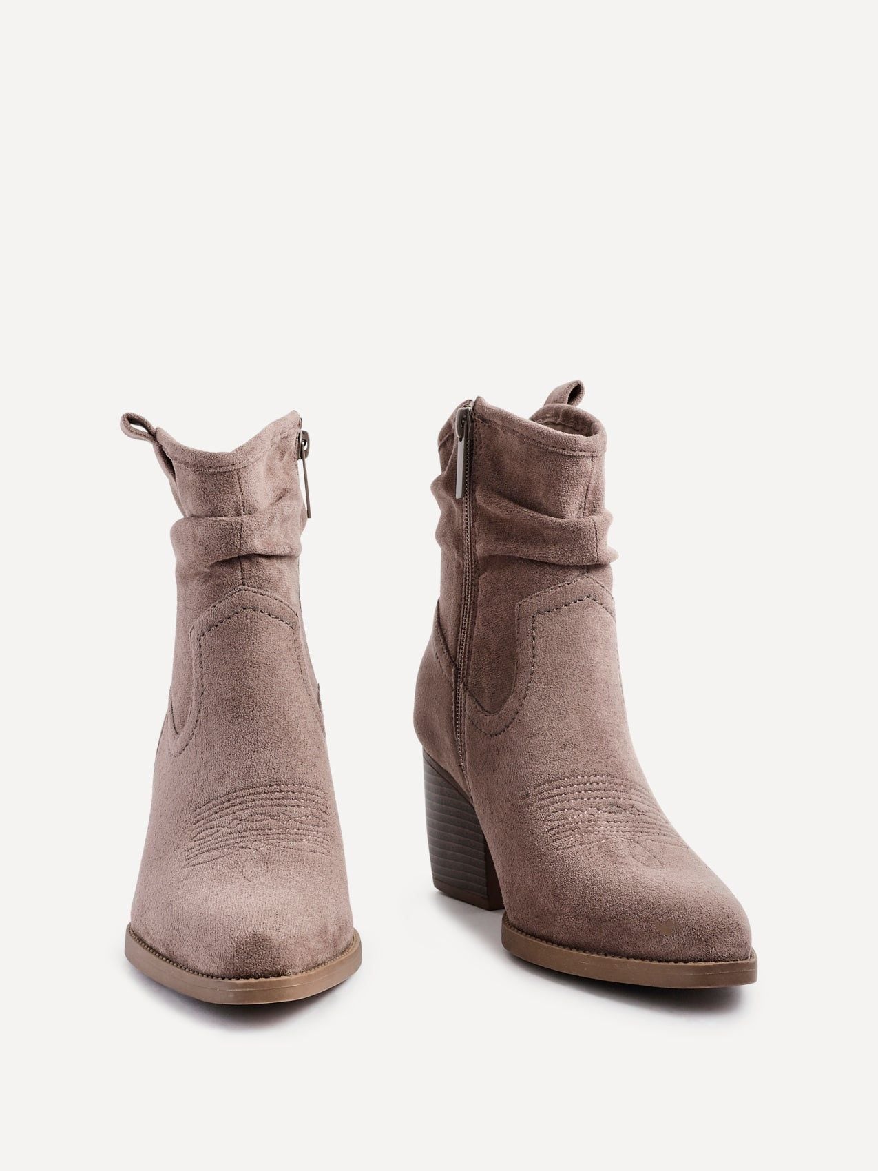 Linzi Carter Mocha Faux Suede Western Inspired Ankle Boot image 3