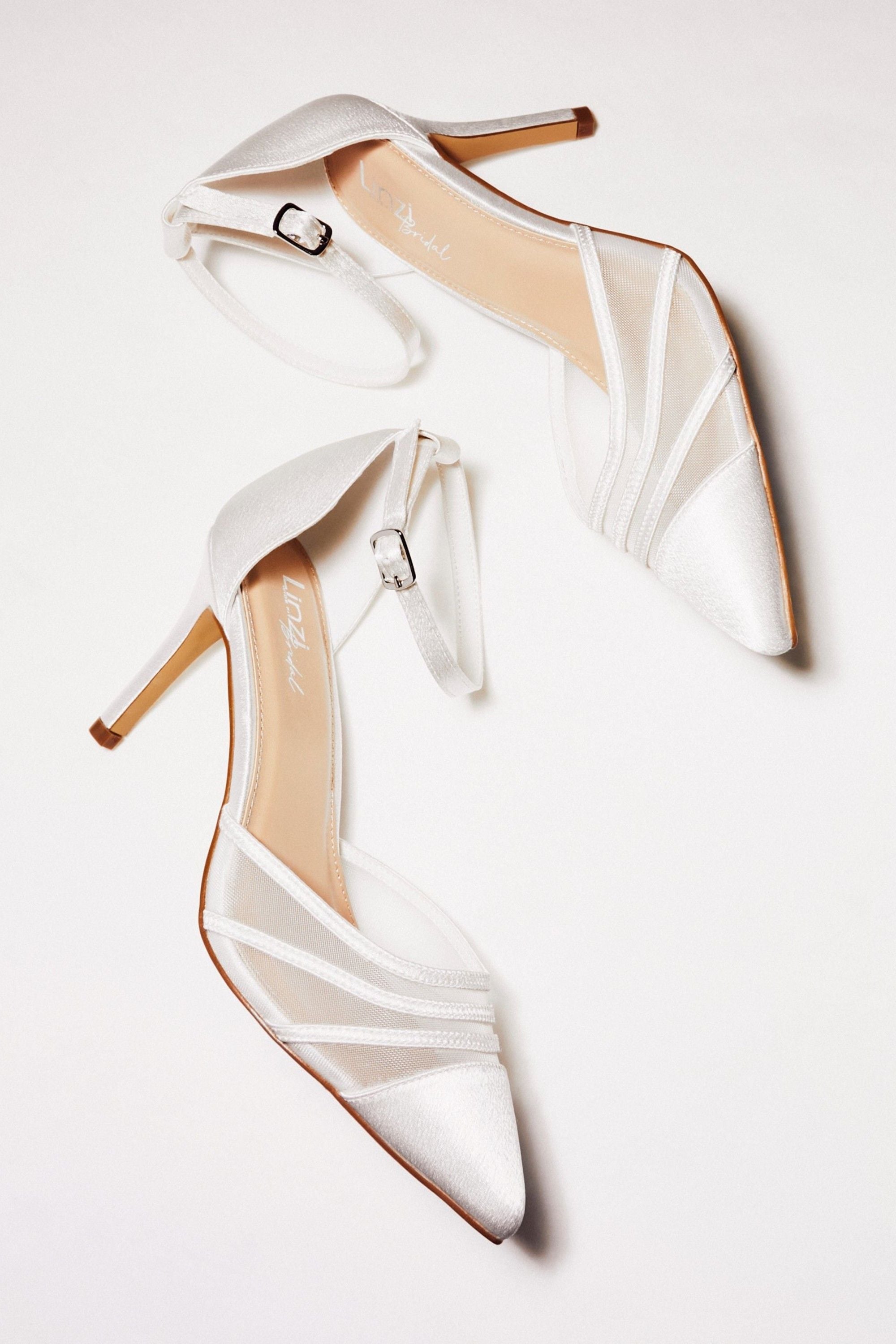 Linzi Tianey Wide Fit Ivory Satin Mesh Stiletto Court Heel image 6