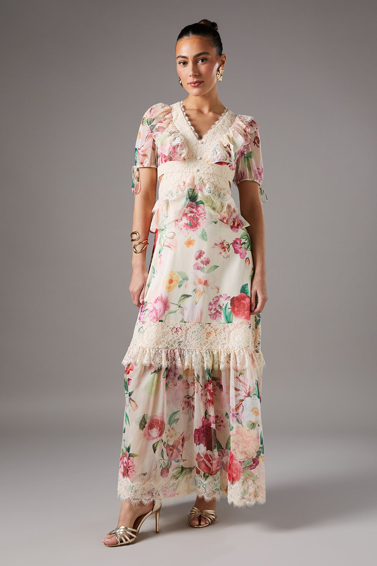 Coast Cut Out Lace Trim Midi Dress Cream image 1