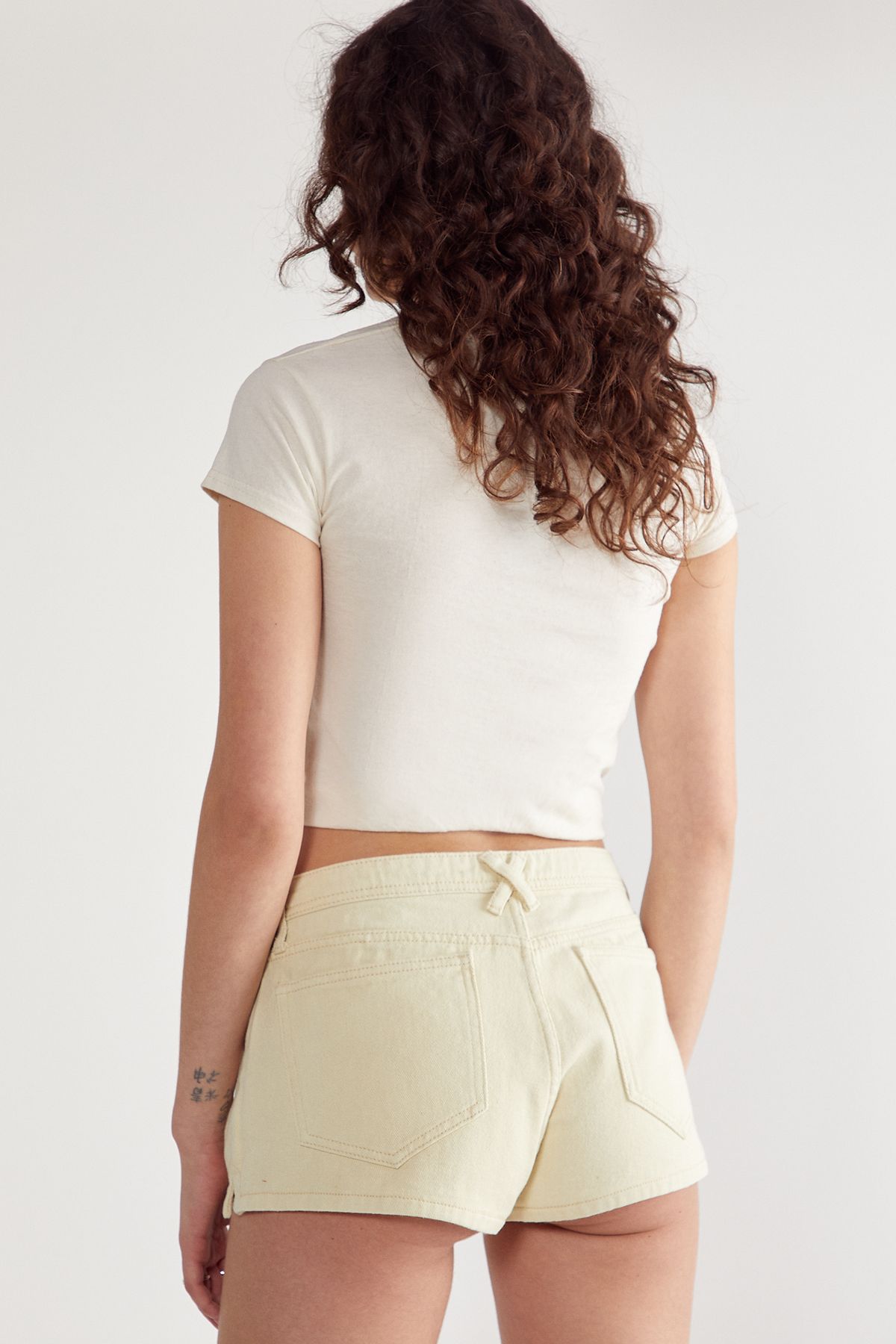 NastyGal Denim Hotpant Short Lemon image 4