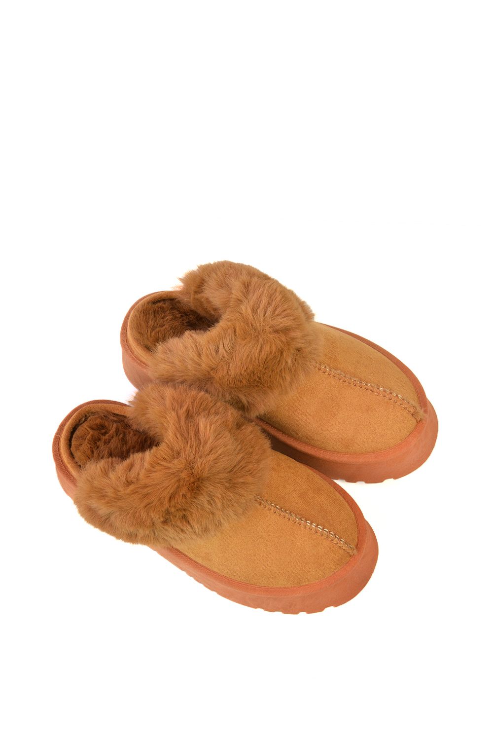 XY London 'Faith' Slip On Faux Fur Slippers with Platform Sole image 4