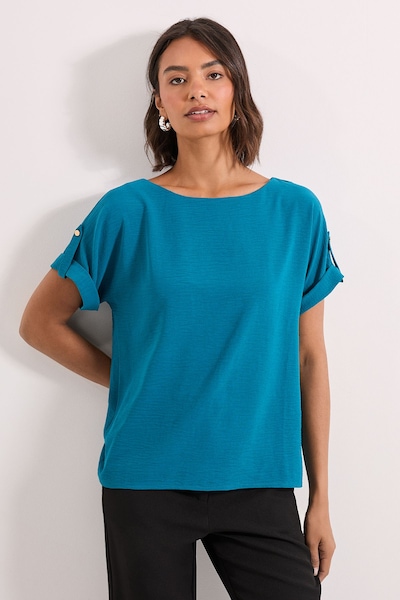 Dorothy Perkins Roll Sleeve Blouse Teal