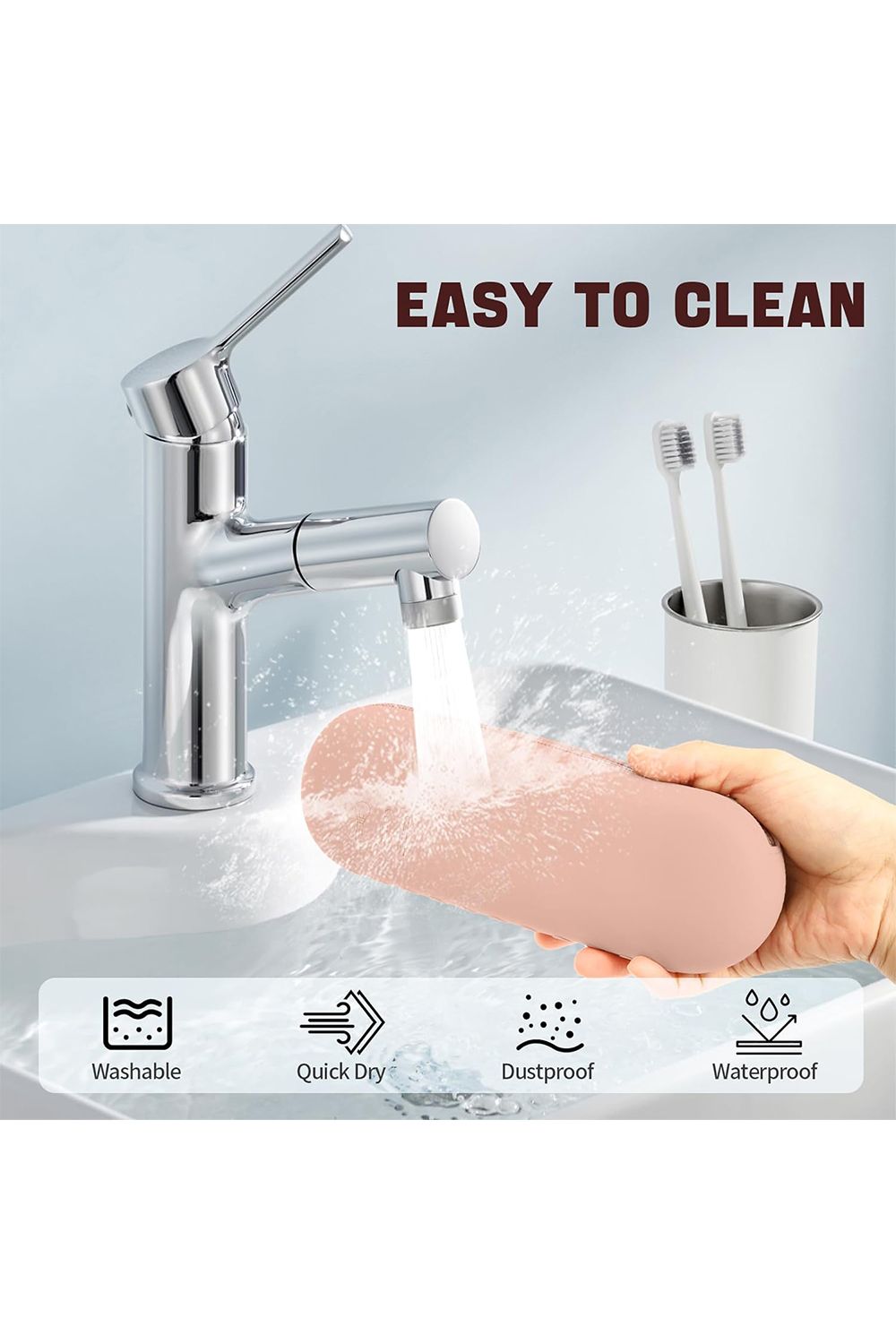 SHEONLY 2PCS Travel Makeup Brush Holder With Magnetic Closure Waterproof image 4