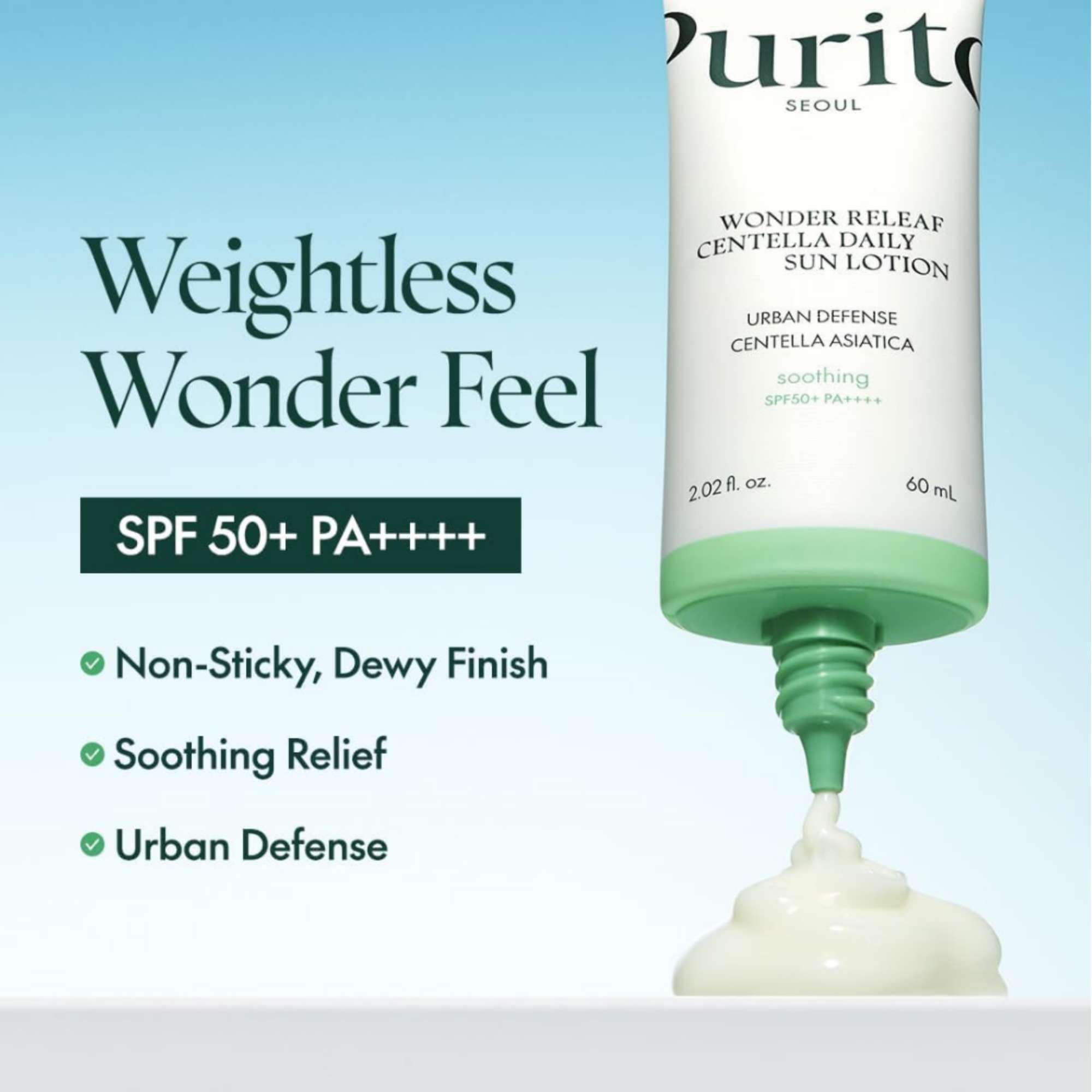 Purito Wonder Releaf Centella Daily Sun Lotion SPF50+ PA++++ 60ml image 3