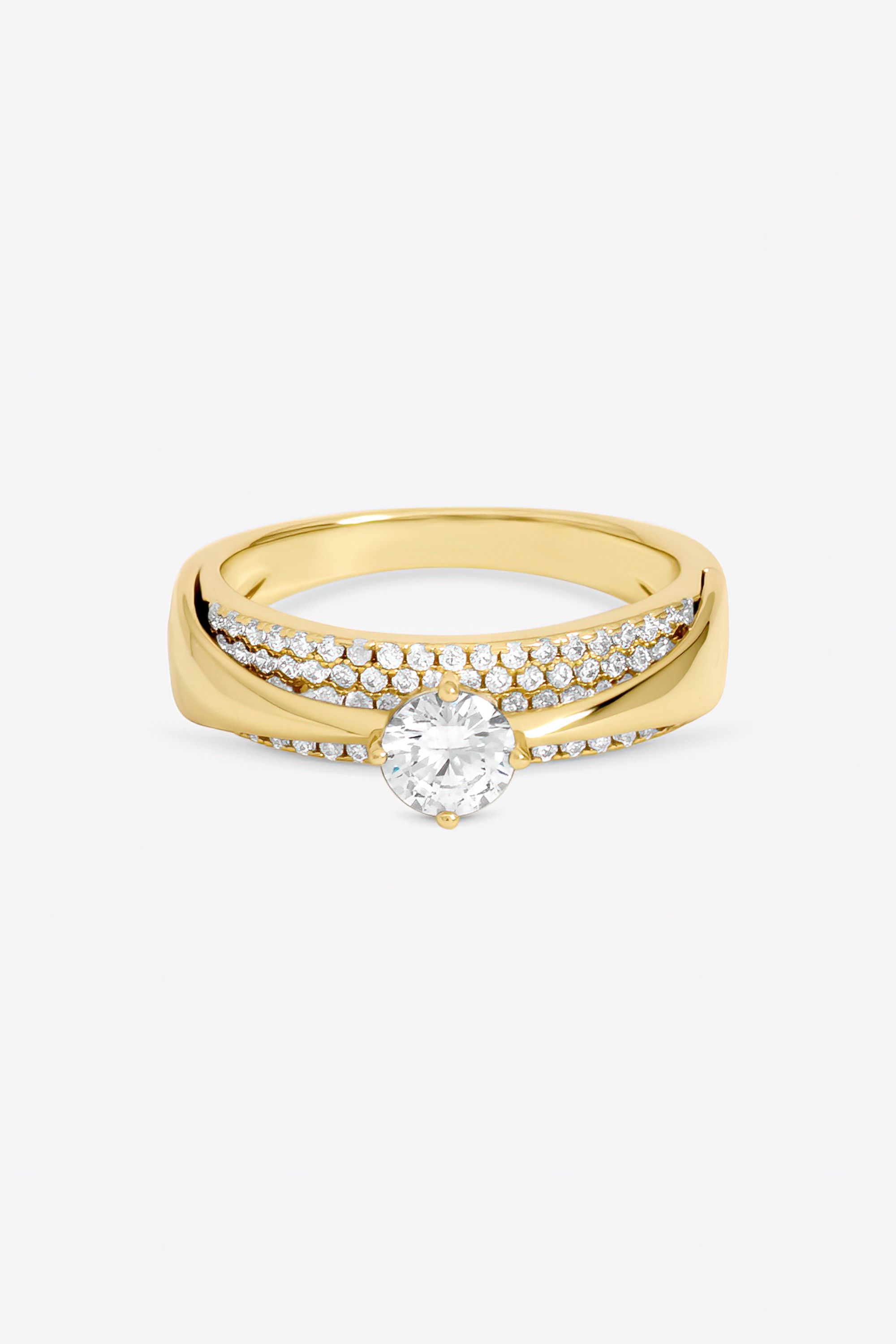 Jon Richard Gold Plated Cubic Zirconia and Pave Ring