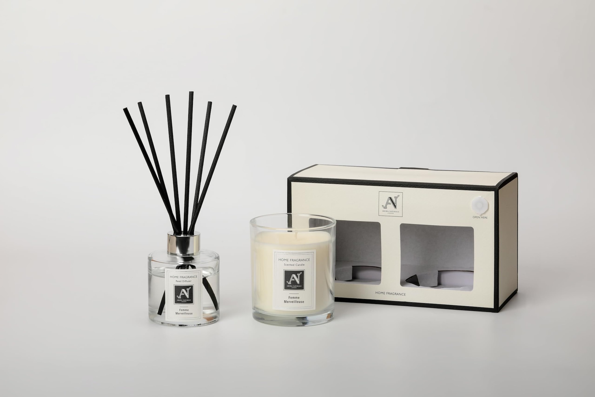 Aroma Naturals Minimalist Luxe Candle & Reed Diffuser Gift Set  Femme Merveilleuse Scent image 1