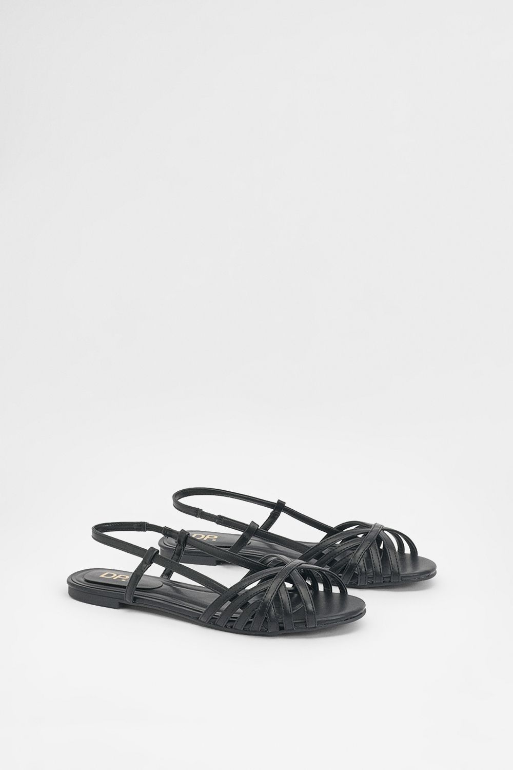 Dorothy Perkins Elaina Cross Strap Slingback Flat Sandals Black