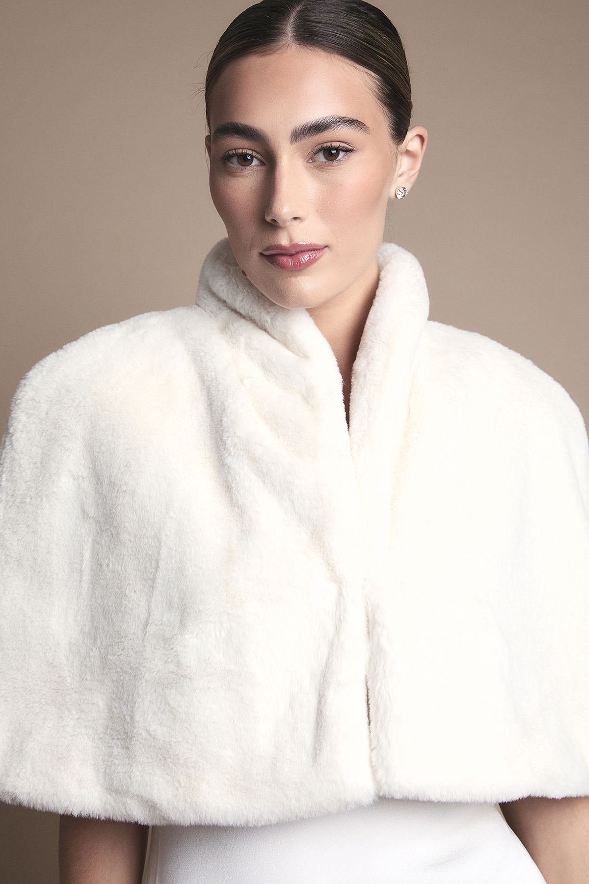 Coast Ivory Faux Fur Short Cape Ivory image 4