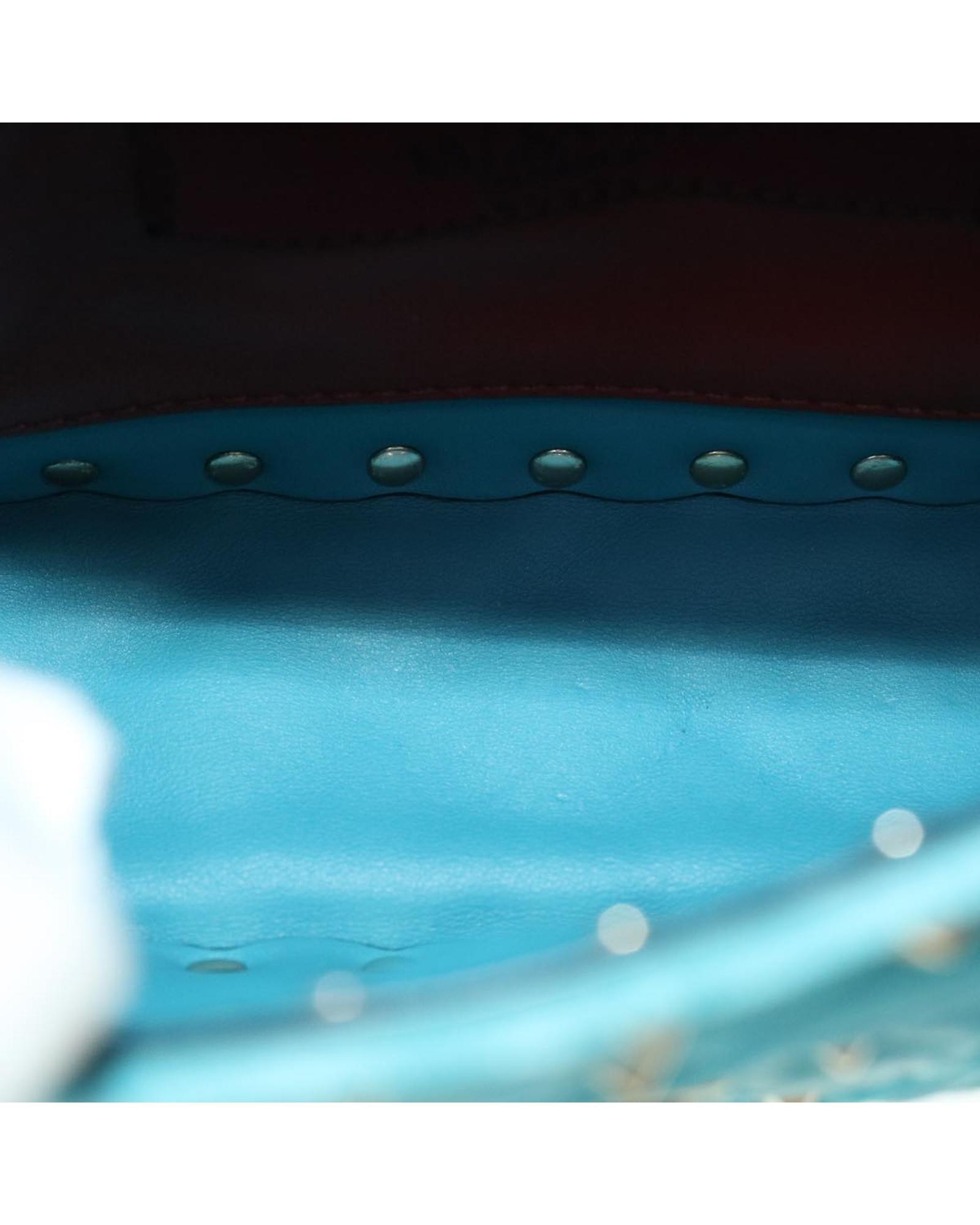 Valentino Preloved Rockstud Quilted Velvet Shoulder Bag Wo - Light Blue image 11