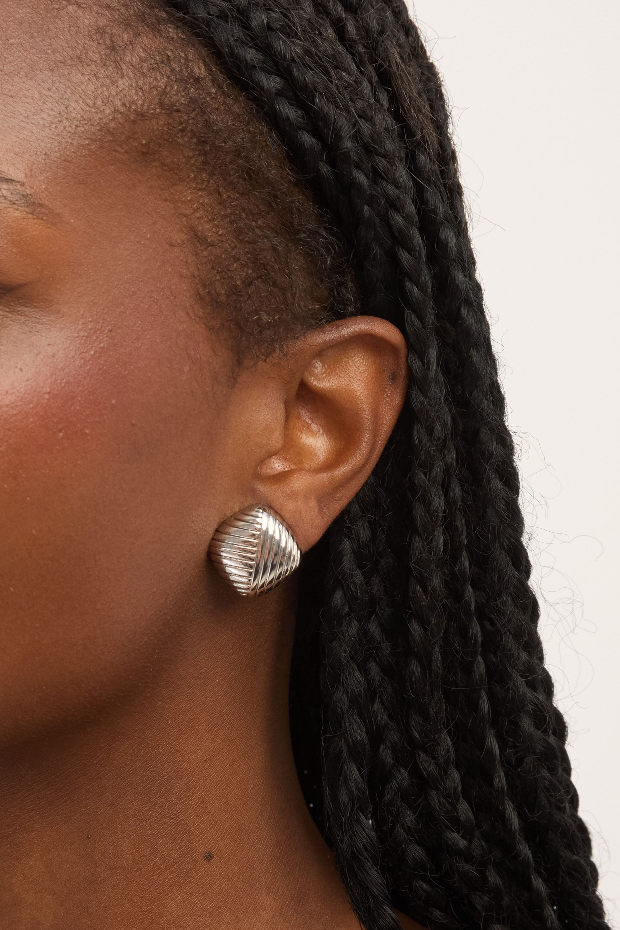 Jon Richard Silver Plated Ridge Square Clip Earrings image 2