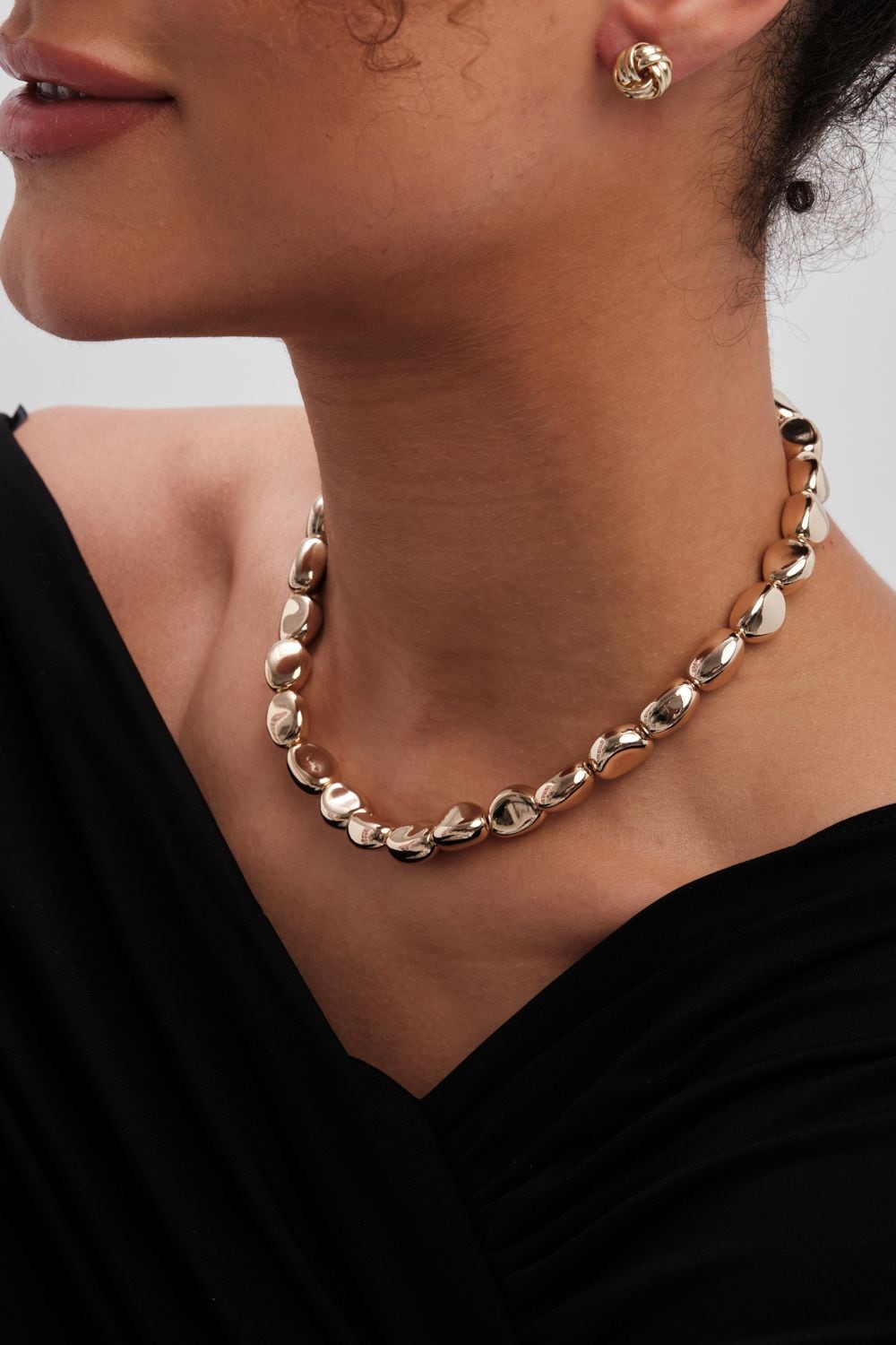 Jon Richard Jon Richard Gold Plated Polished Nugget Allway Necklace image 4