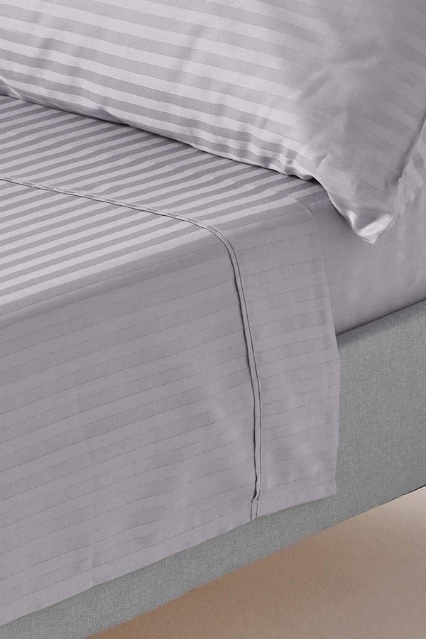 Homescapes Egyptian Cotton Satin Stripe Flat Sheet 330 Thread Count