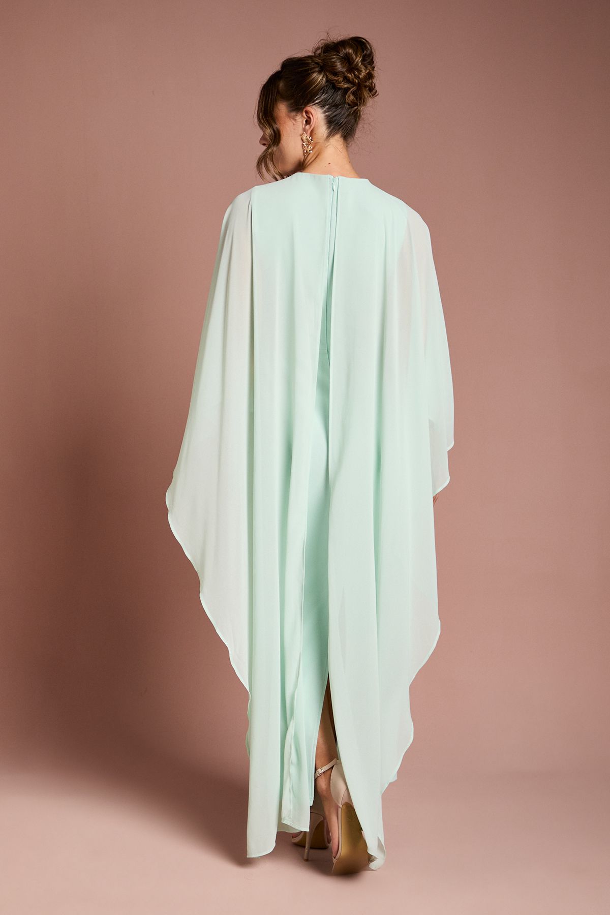 Coast Ruffle Chiffon Cape Crepe Maxi Dress Mint image 3