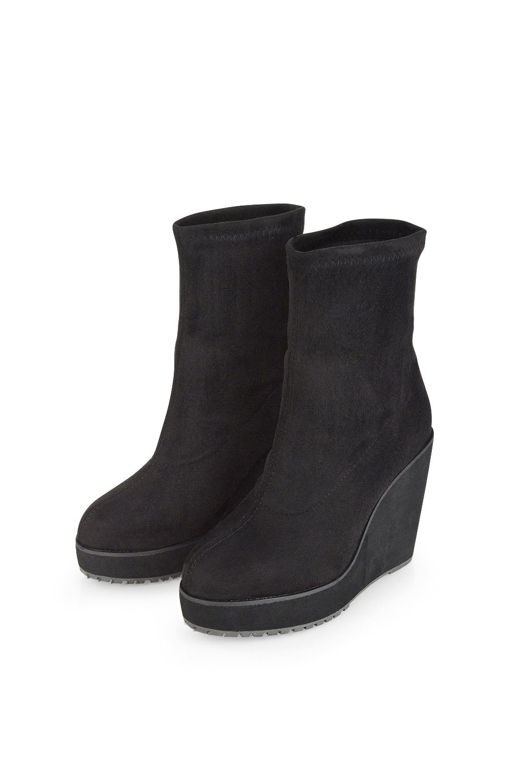 XY London 'Camille' Platform Wedge Heeled Sock Biker Ankle Boots image 5