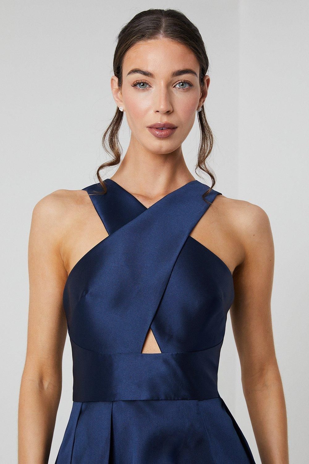 Coast Cross Neck Twill Bridesmaid Dress Navy image 4