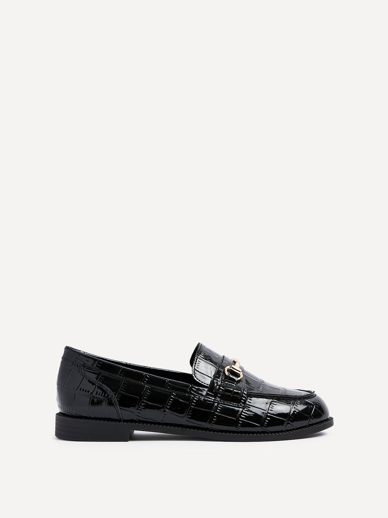 Linzi Maison Black Faux Croc Patent Leather Loafers image 1