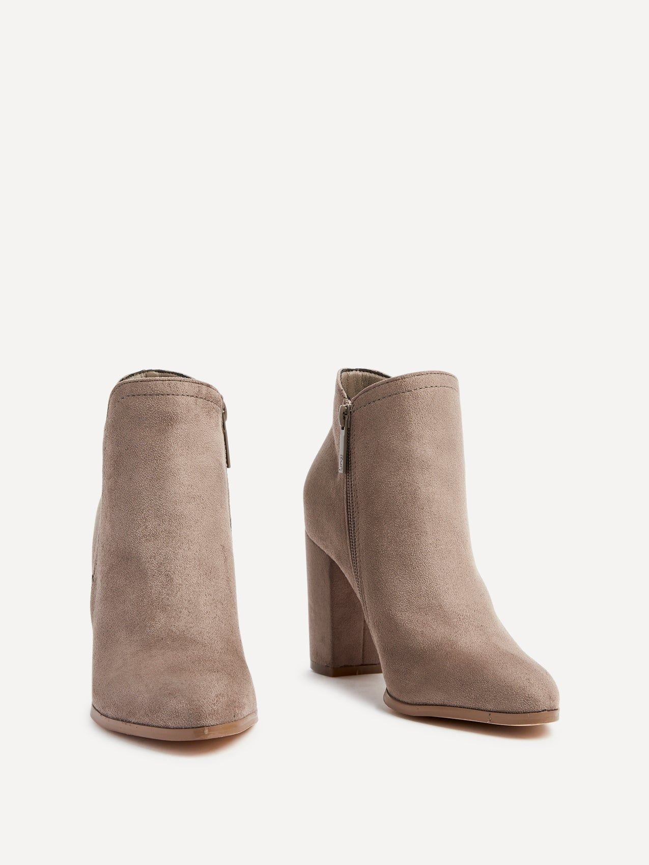 Linzi Freda Mocha Faux Suede Block Heeled Ankle Boot image 3