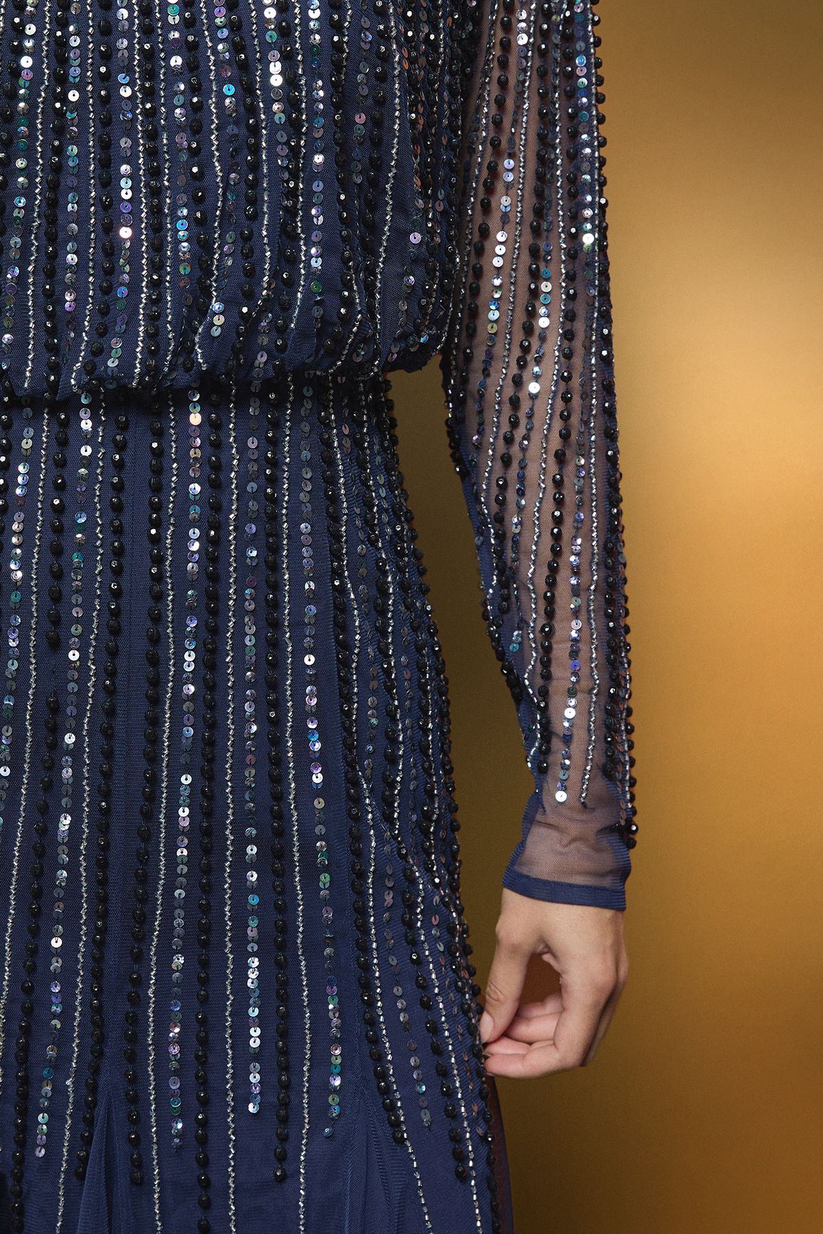 Coast Party Sequin Long Sleeve Midi Dress New Navy image 4