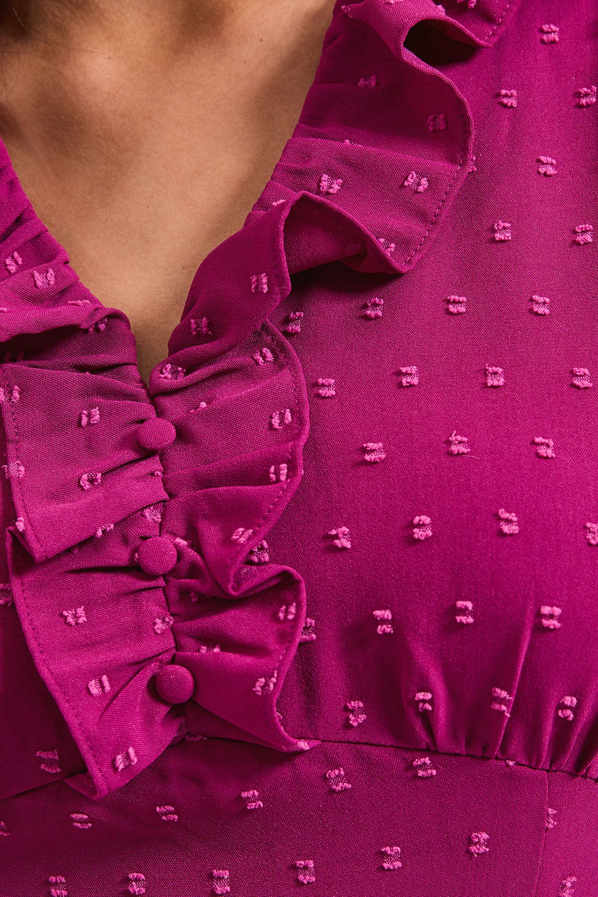 Dorothy Perkins Frill Sleeve Ruched Bodice Chiffon Midi Dress Berry image 5