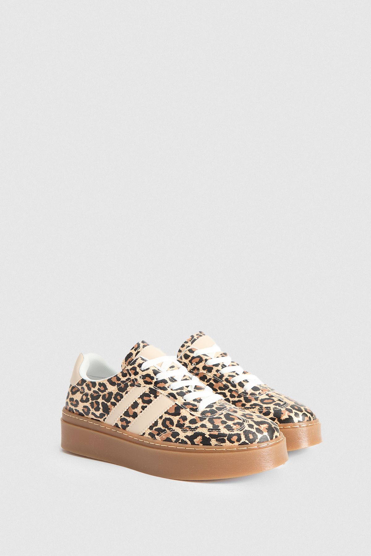 Dorothy Perkins Tony Faux Leather Leopard Print Lace Up Chunky Trainers Leopard