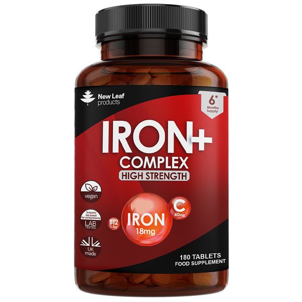 New leaf health Iron Tablets Complex High Strength Complex + Vitamins C, B12 (6 Months Supply) image 1