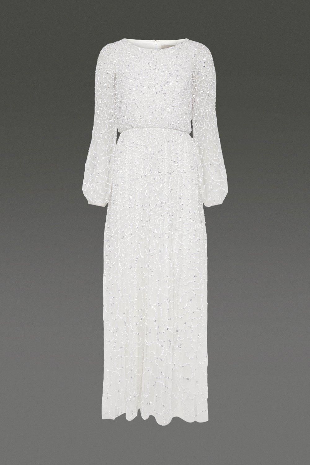 Coast All Over Sequin Long Sleeve Maxi Dress Ivory image 4
