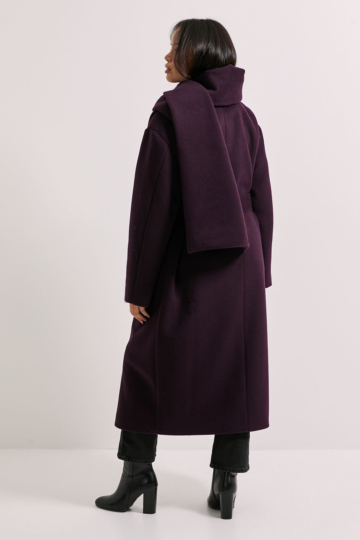 Dorothy Perkins Belted Round Neck Scarf Coat Cherry image 3