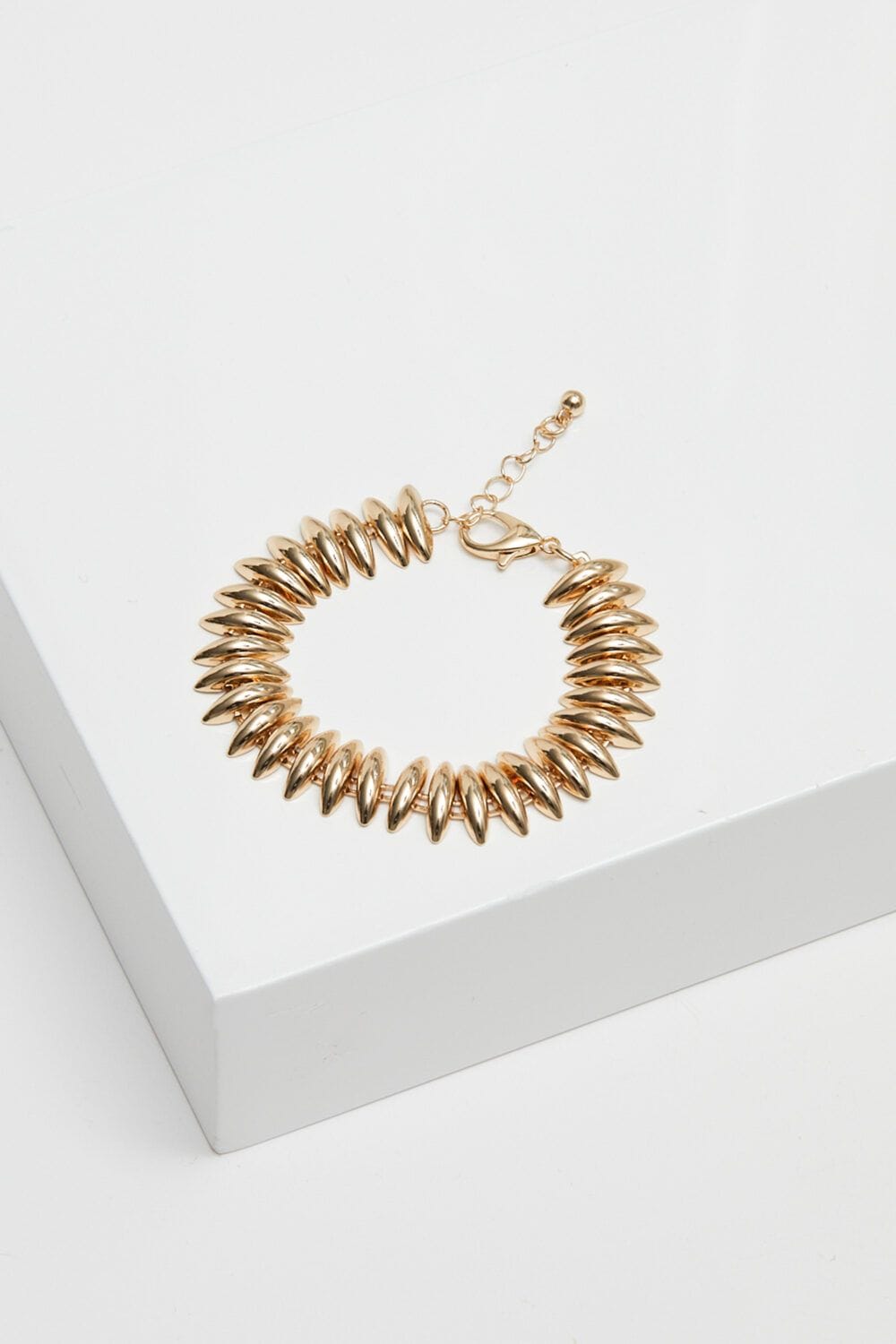 Inicio Gold Plated Polished Ridged Bracelet - Gift Pouch image 2