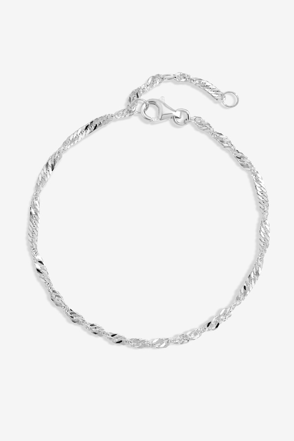 Simply Silver Sterling Silver 925 Polished Twist Chain Bracelet