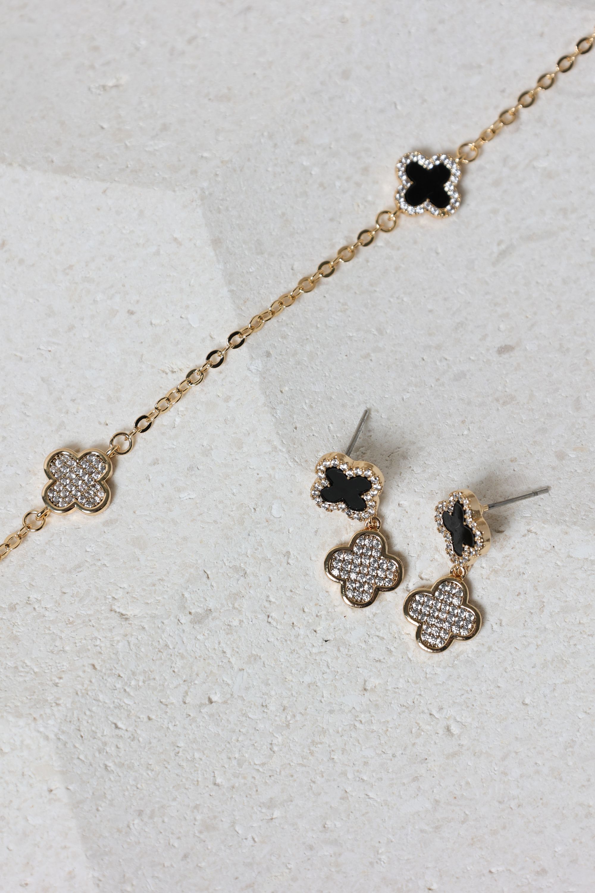 Jon Richard 14K Gold Plated Jet and Crystal Clover Necklace - Gift Box image 4