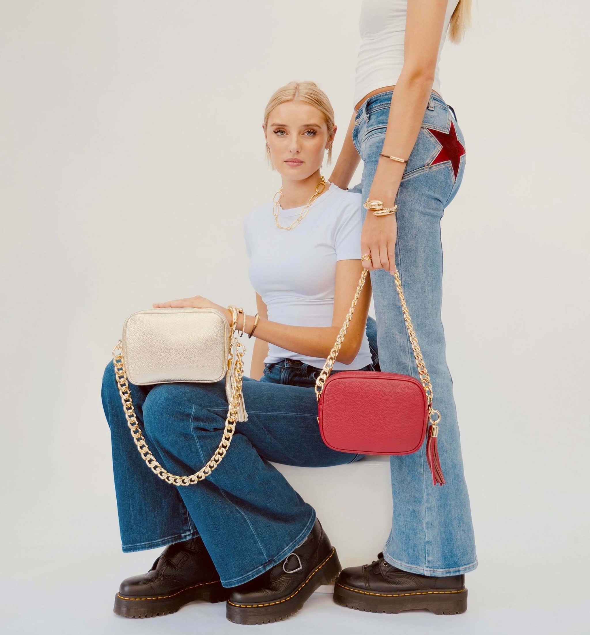 Apatchy London Leather Crossbody Bag With Gold Chain Shoulder Strap image 6