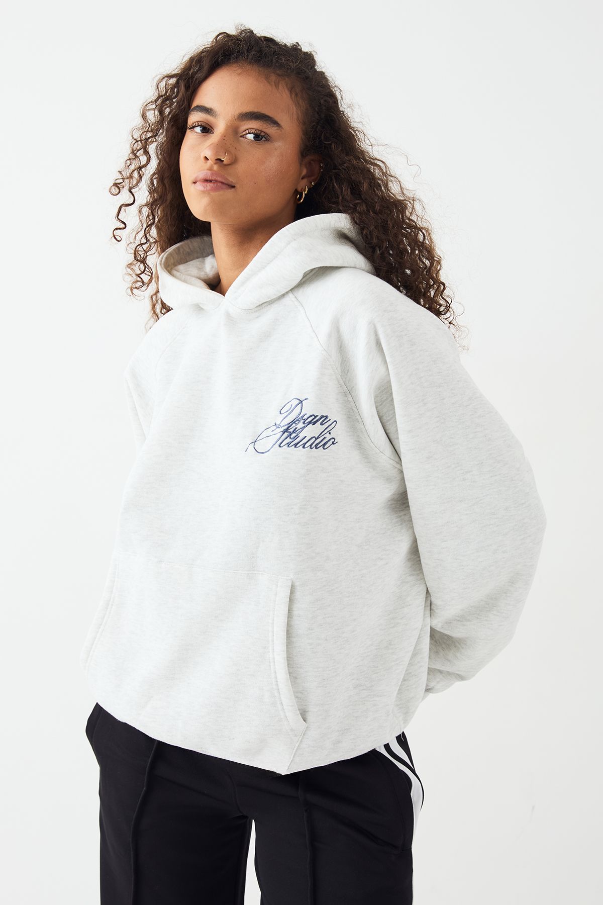 DSGN Studio DSGN Studio Script Oversized Hoodie Ash Grey image 1