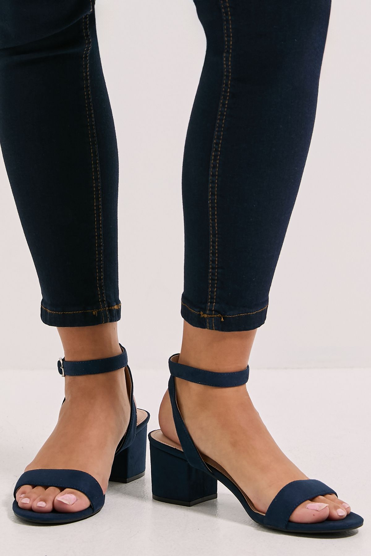 Dorothy Perkins Tommi Barely There Mid Block Heel Sandals Navy image 2